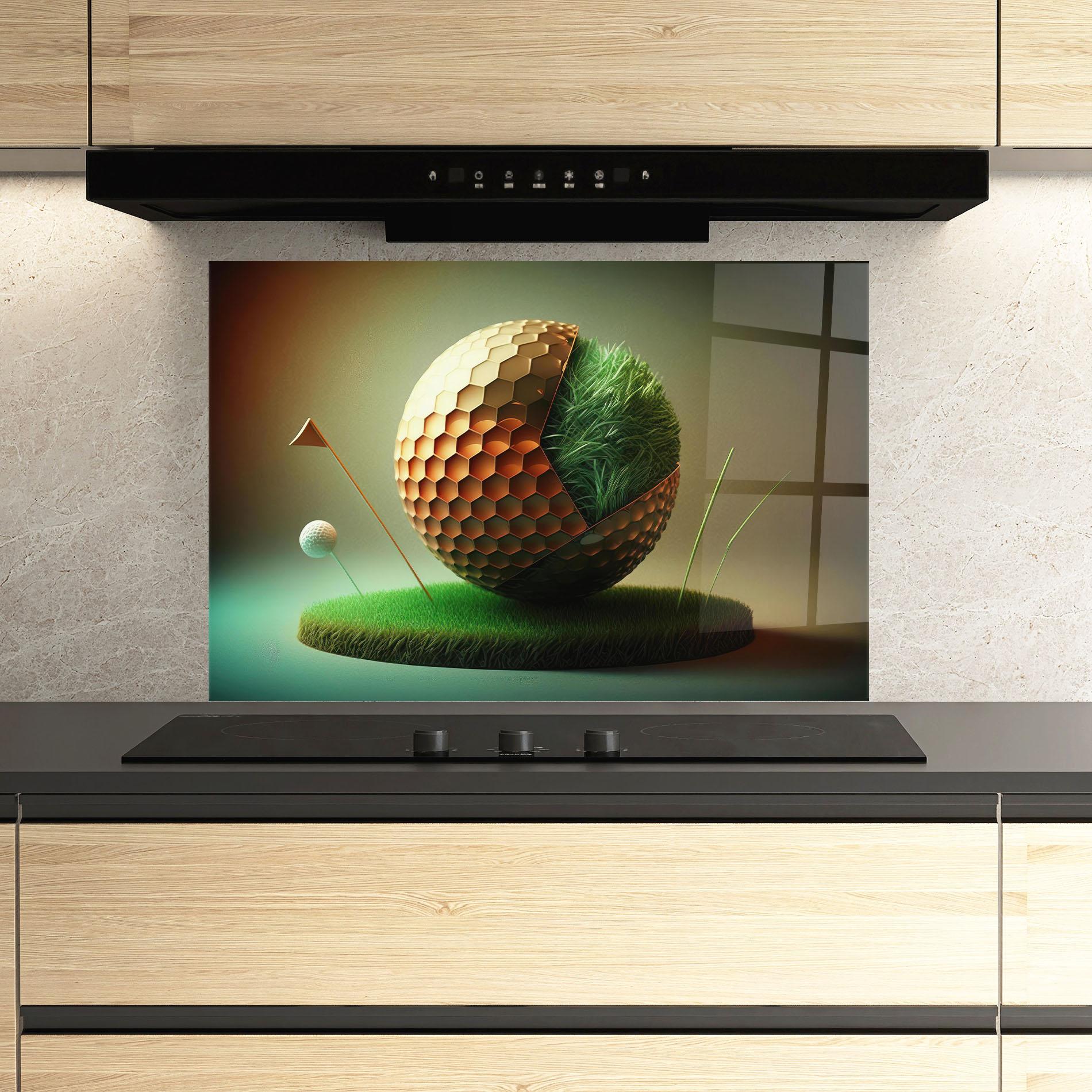 Panou Sticla Bucatarie Golf Ball 3d Style mockup 3