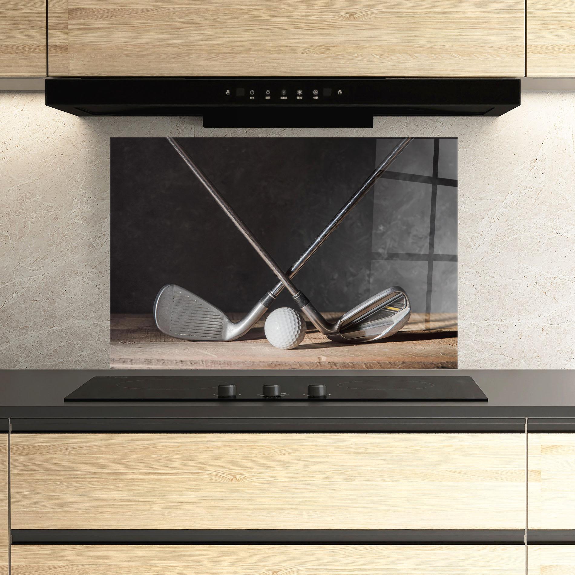 Panou Sticla Bucatarie Golf Club Ball mockup 3