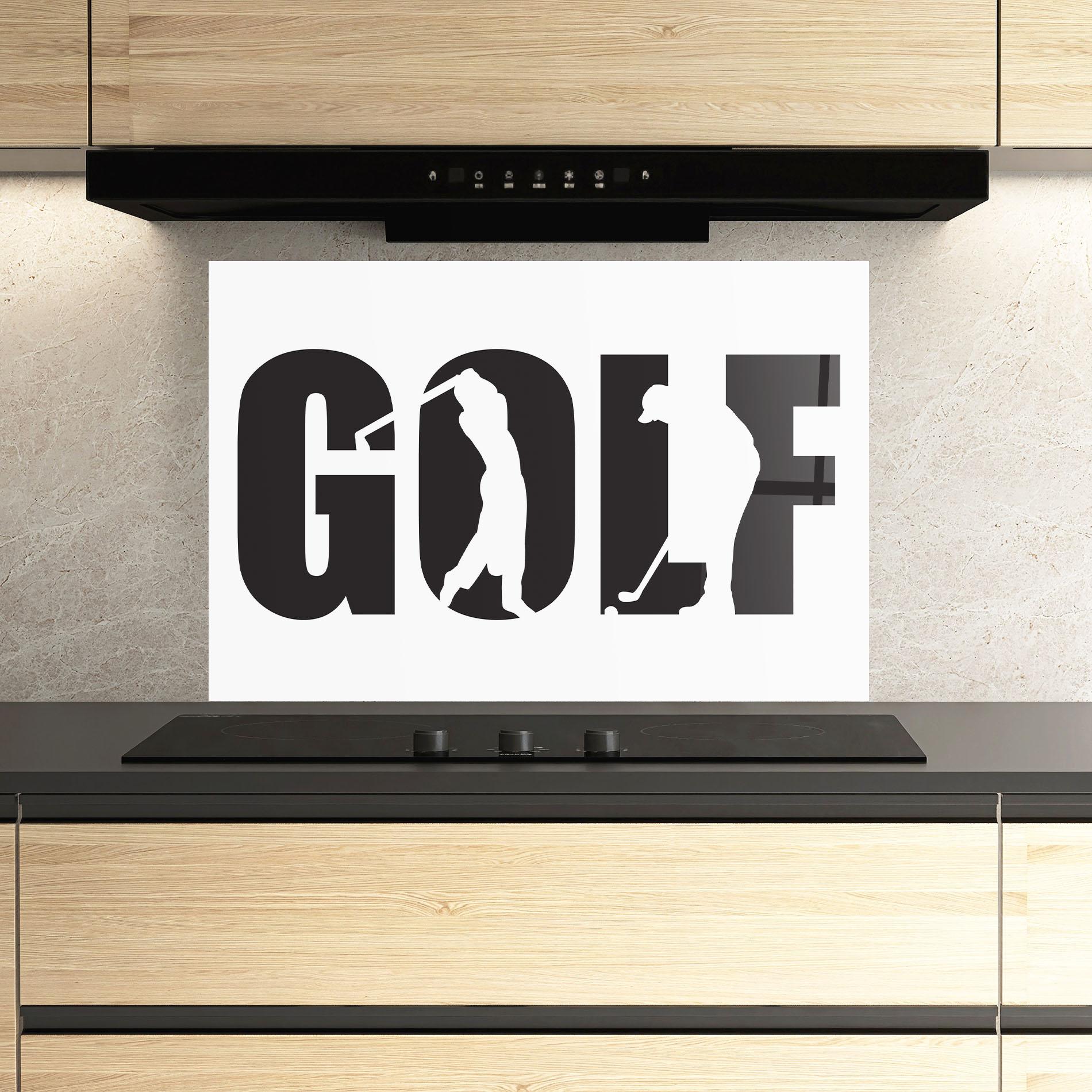 Panou Sticla Bucatarie Golf Text Art mockup 3