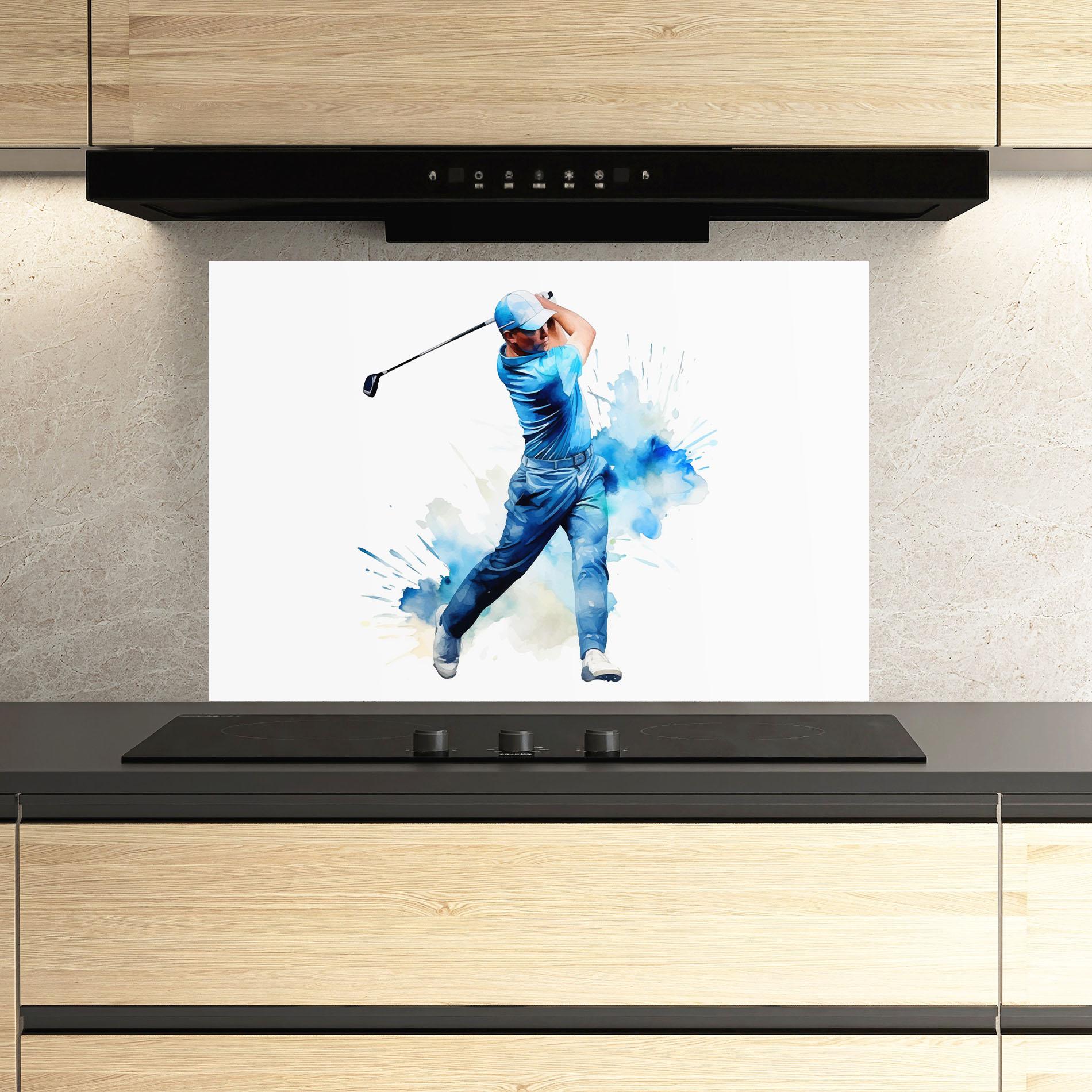 Panou Sticla Bucatarie Golf Watercolor mockup 3