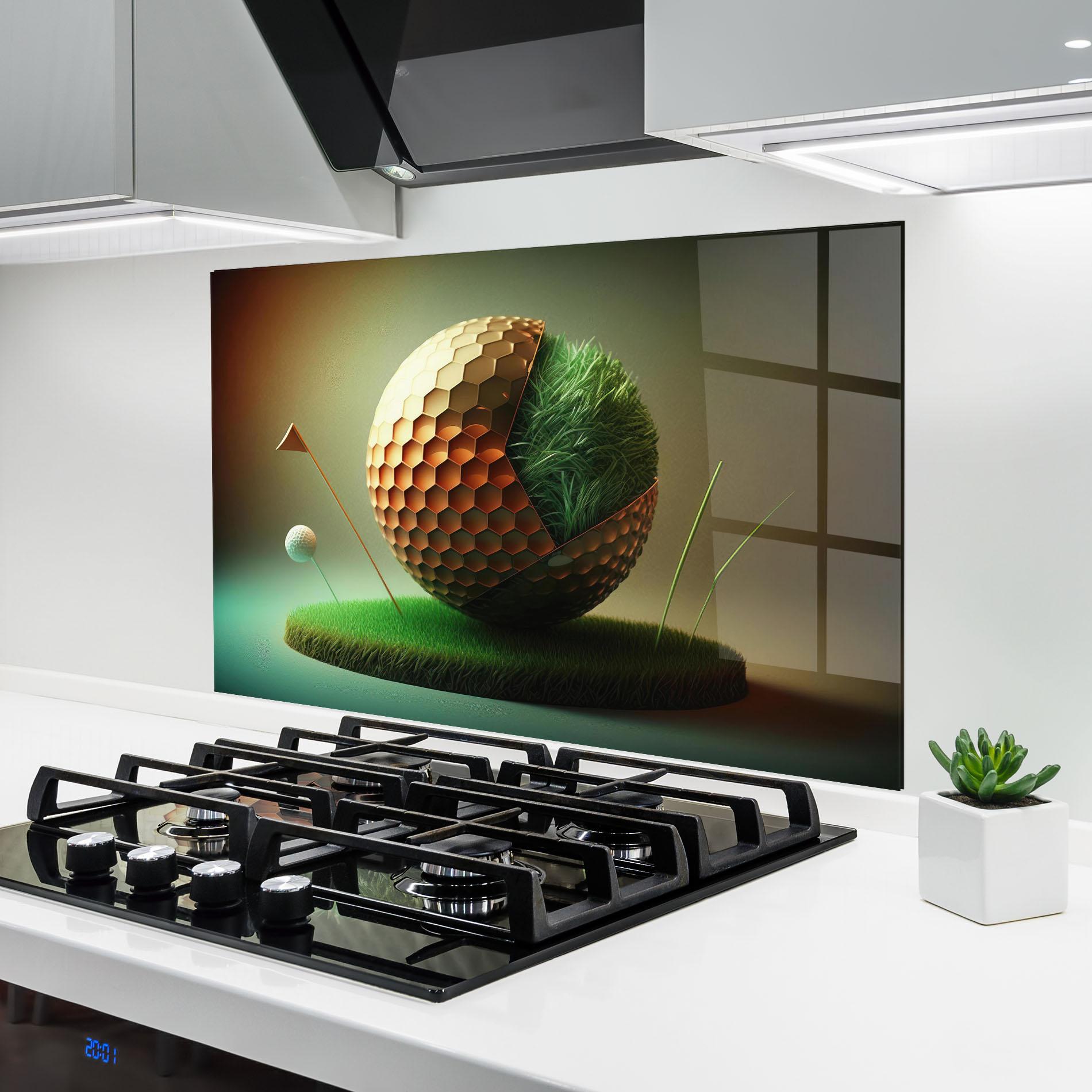 Panou Sticla Bucatarie Golf Ball 3d Style mockup 6