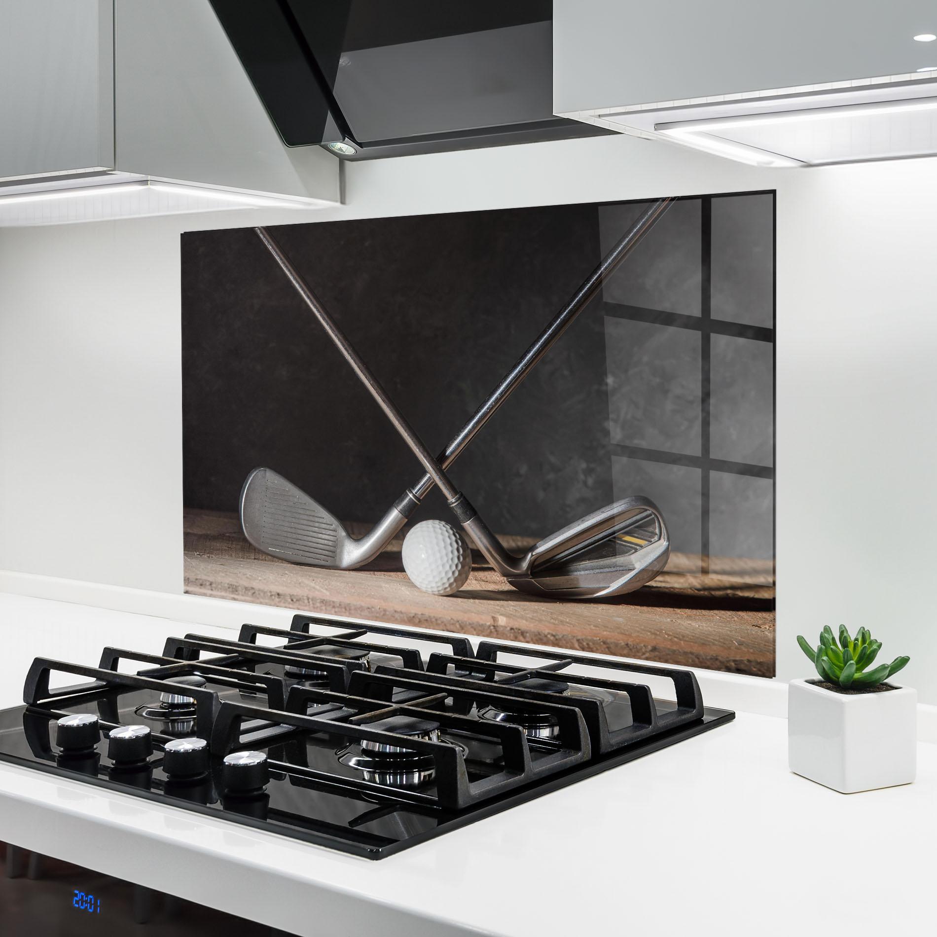 Panou Sticla Bucatarie Golf Club Ball mockup 6