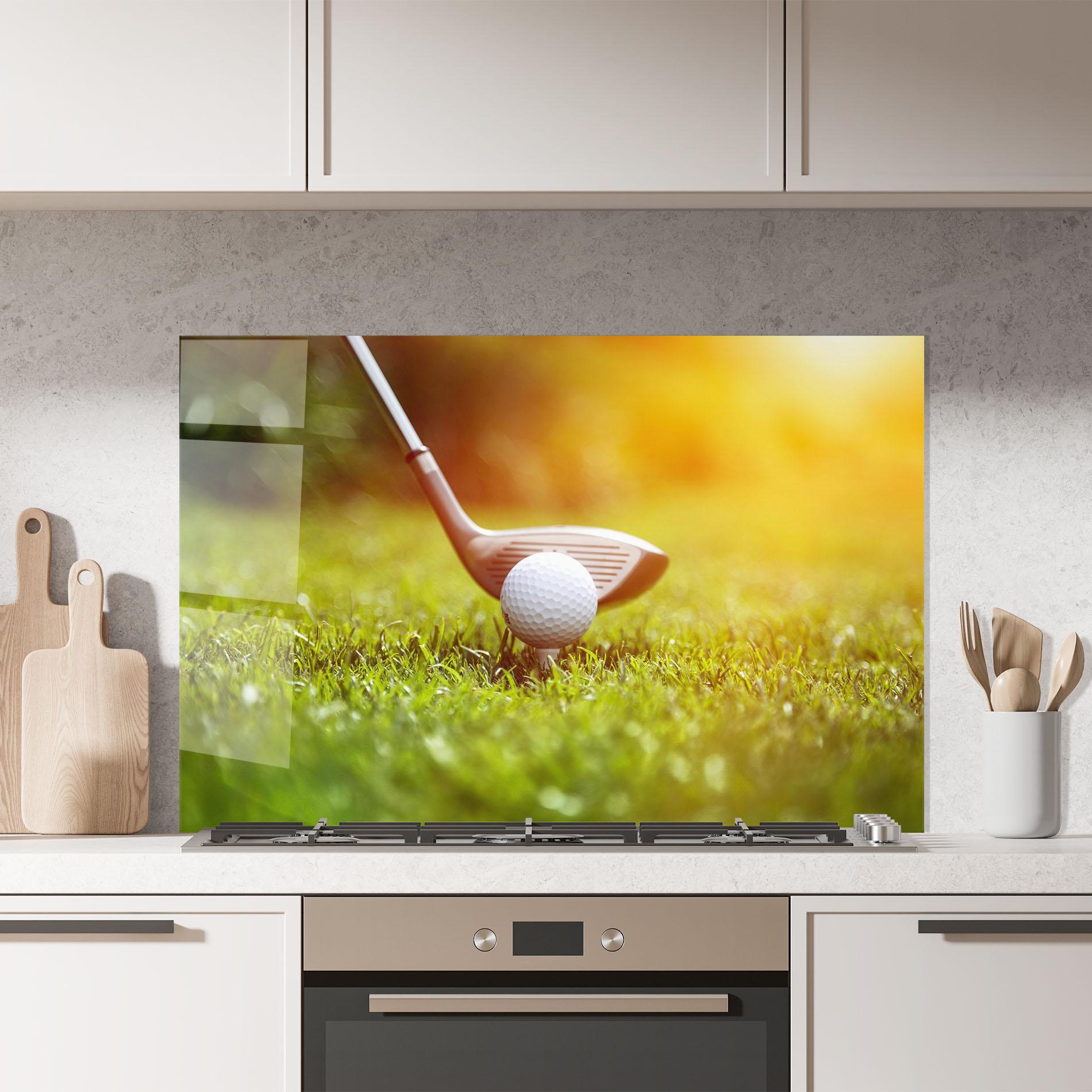 Panou Sticla Bucatarie Close Up Golf Ball mockup 7