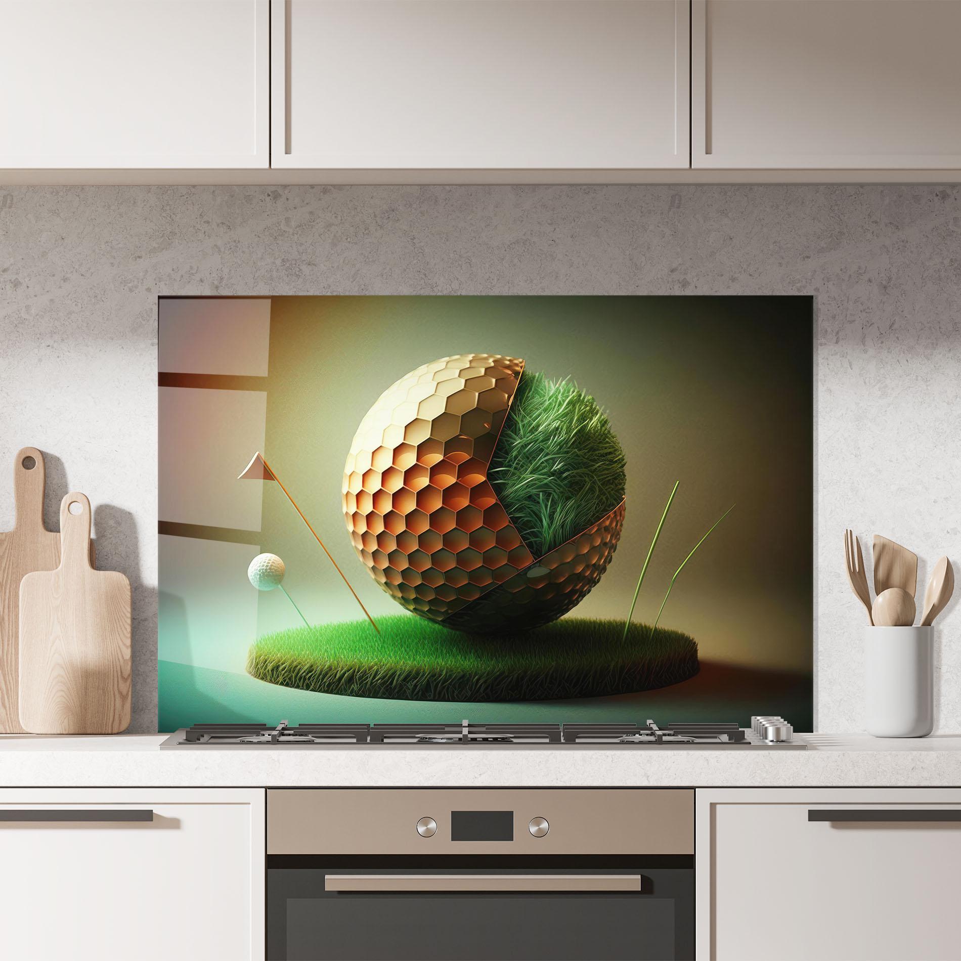 Panou Sticla Bucatarie Golf Ball 3d Style mockup 7