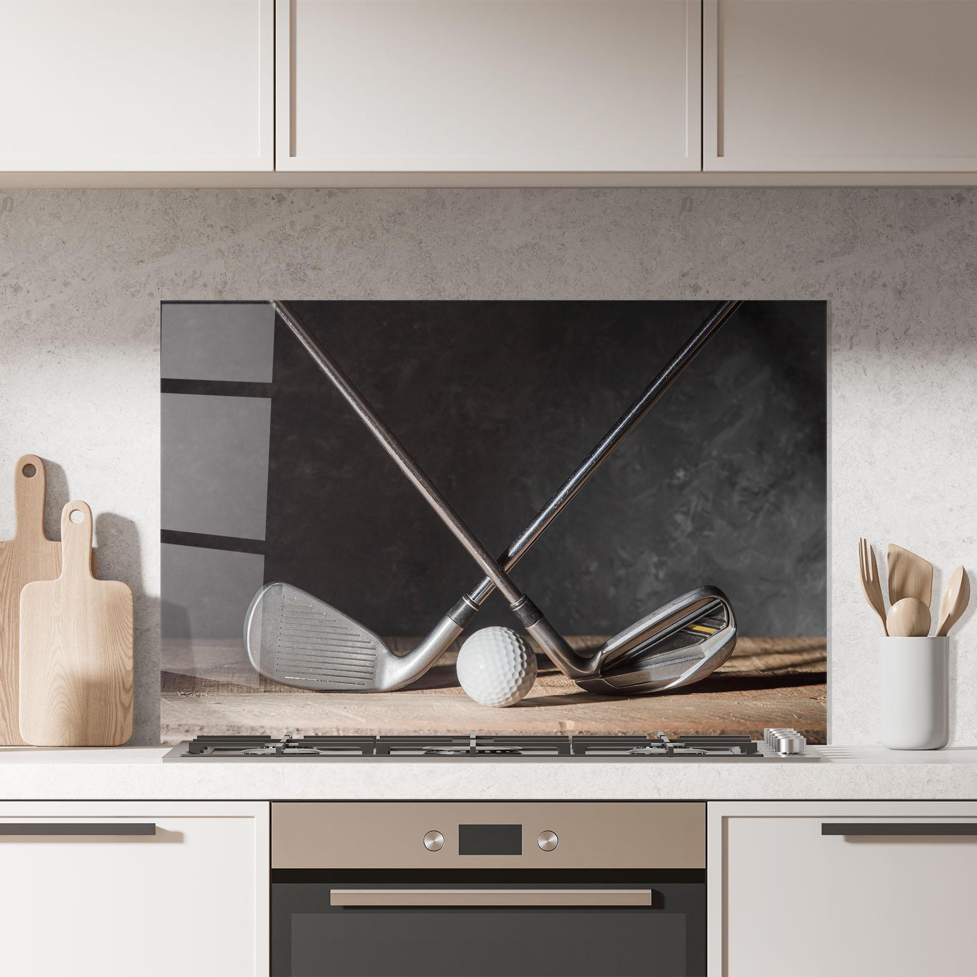 Panou Sticla Bucatarie Golf Club Ball mockup 7