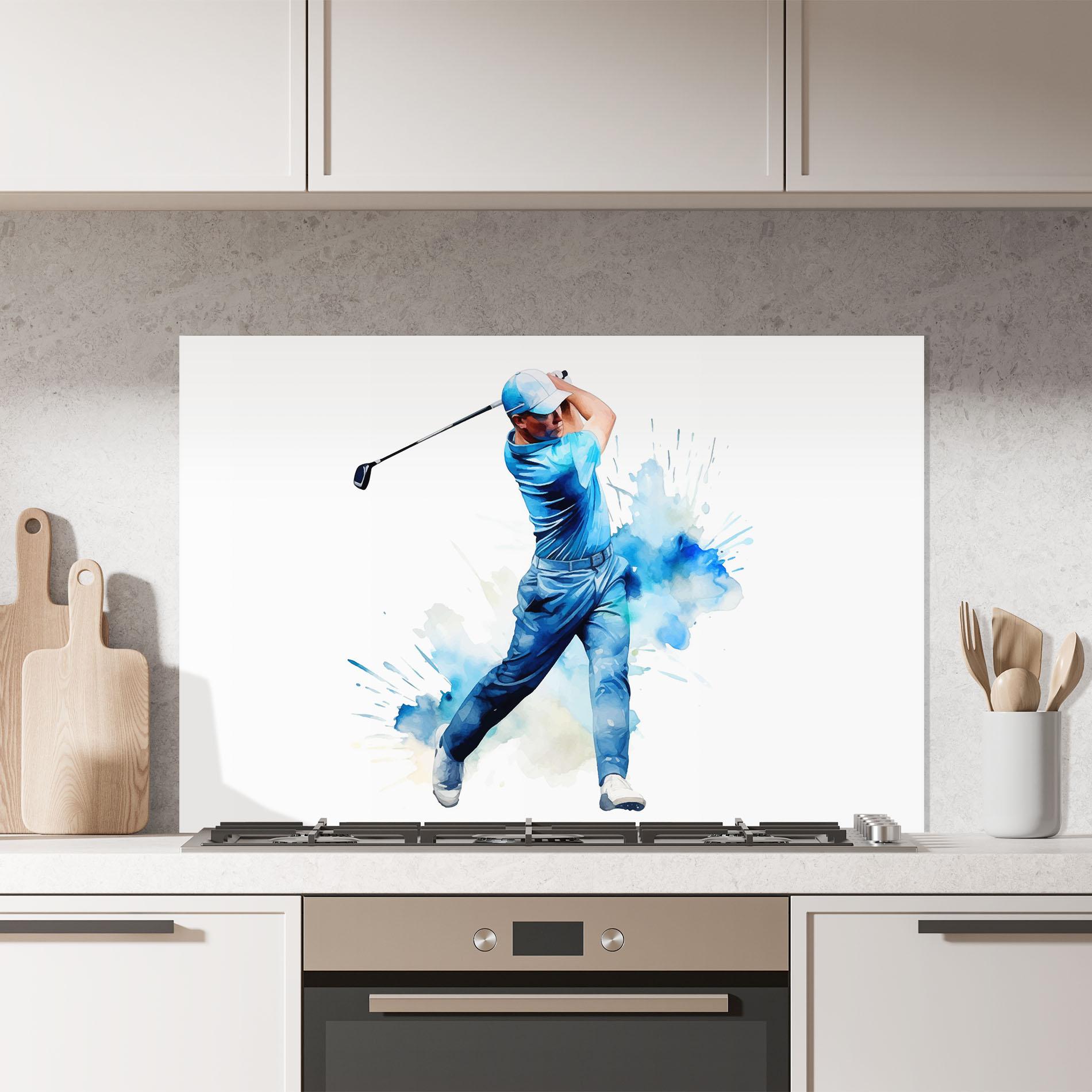 Panou Sticla Bucatarie Golf Watercolor mockup 7