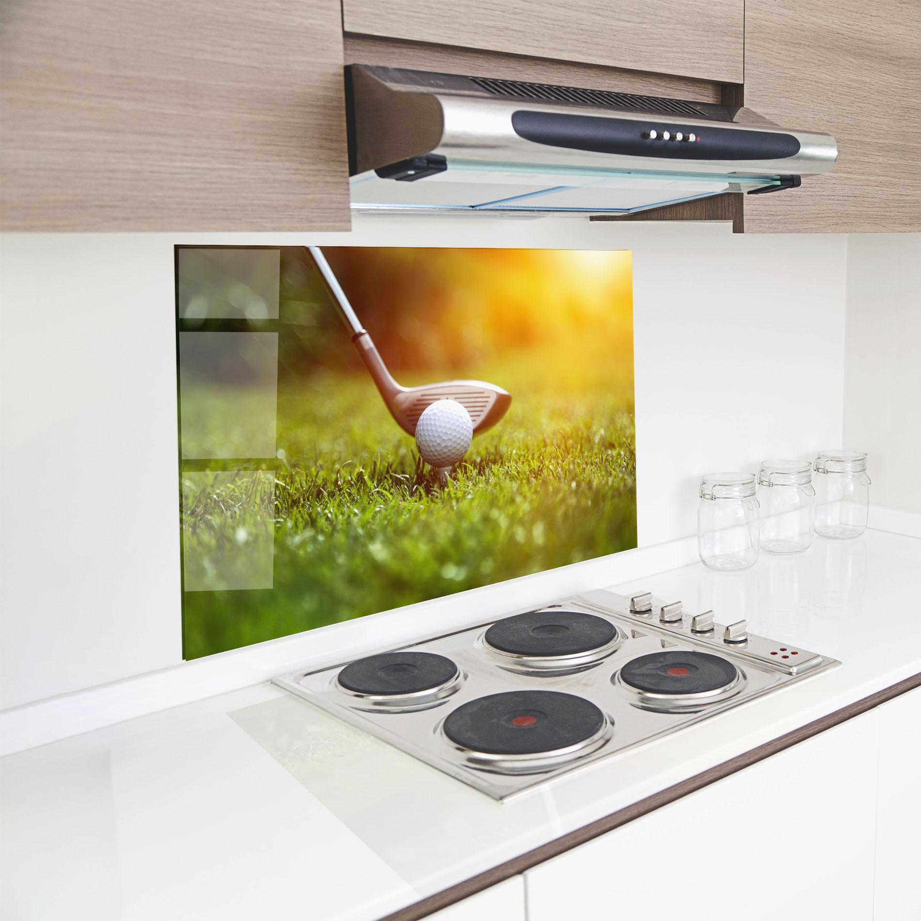 Panou Sticla Bucatarie Close Up Golf Ball mockup 8