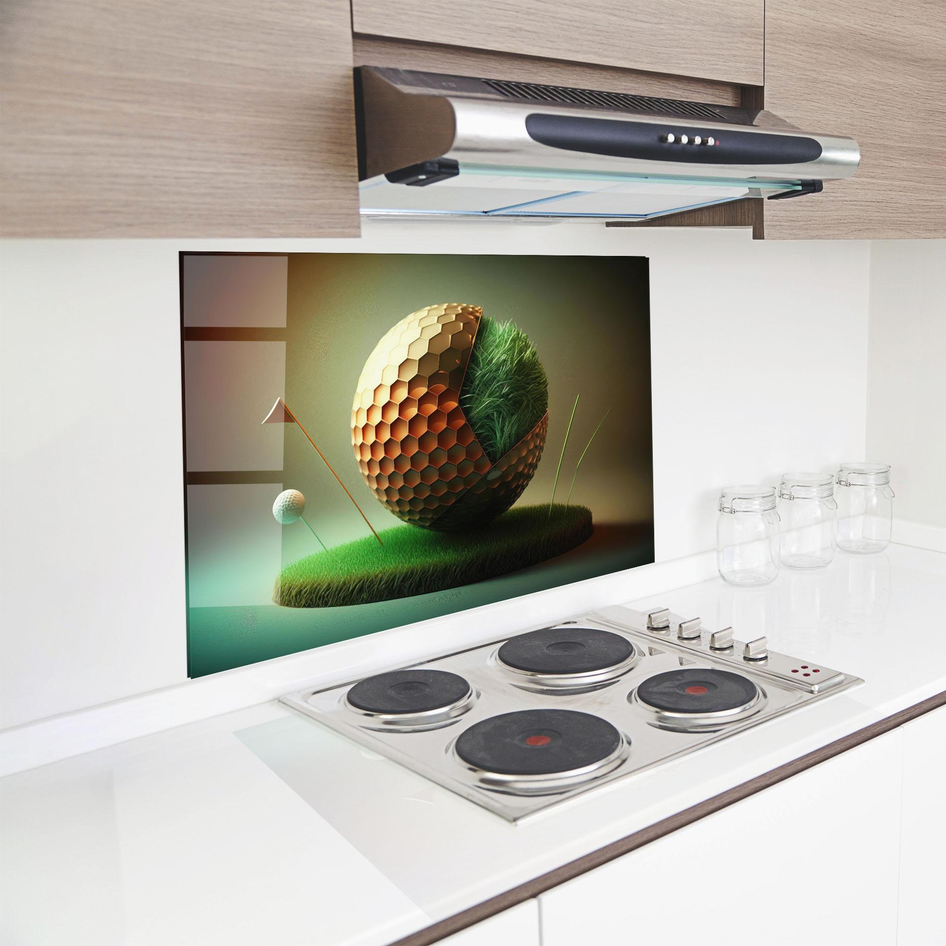Panou Sticla Bucatarie Golf Ball 3d Style mockup 8