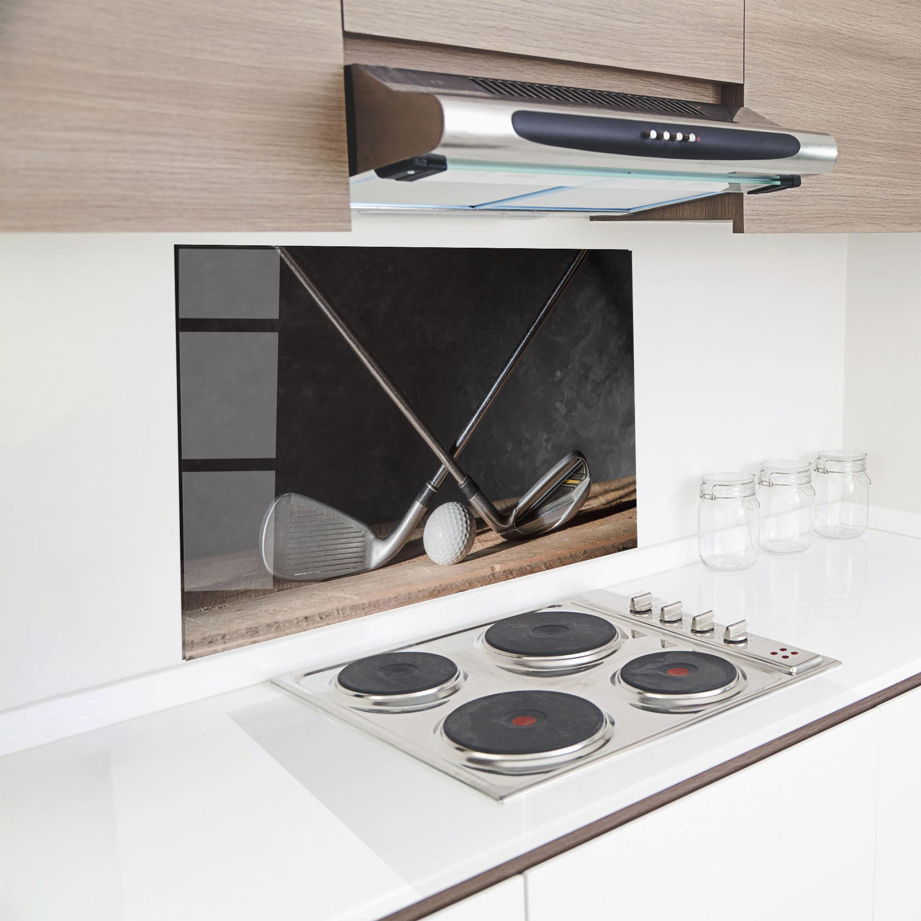 Panou Sticla Bucatarie Golf Club Ball mockup 8