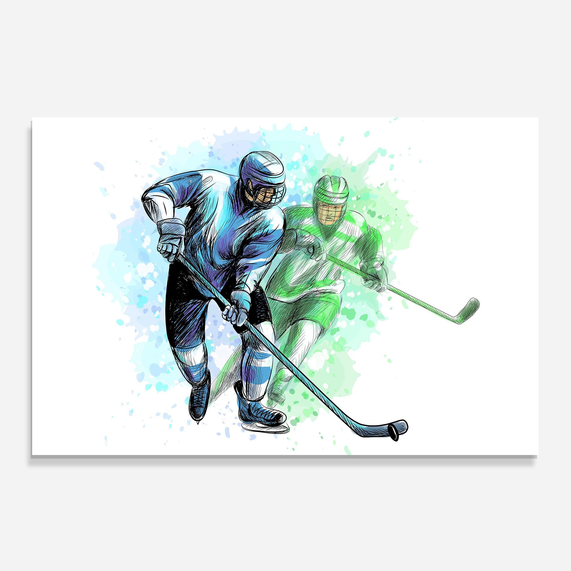 Panou Sticla Bucatarie Green Blue Hockey mockup 0
