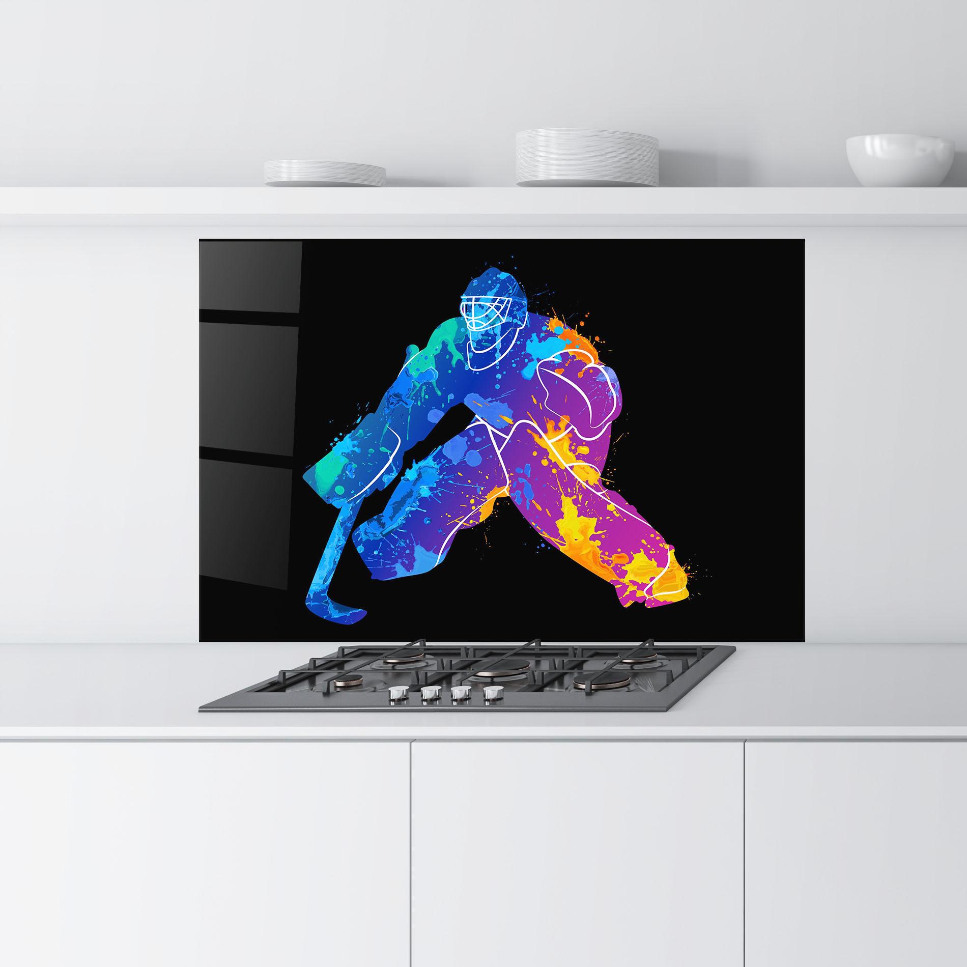 Panou Sticla Bucatarie Blue Purple Hockey mockup 9