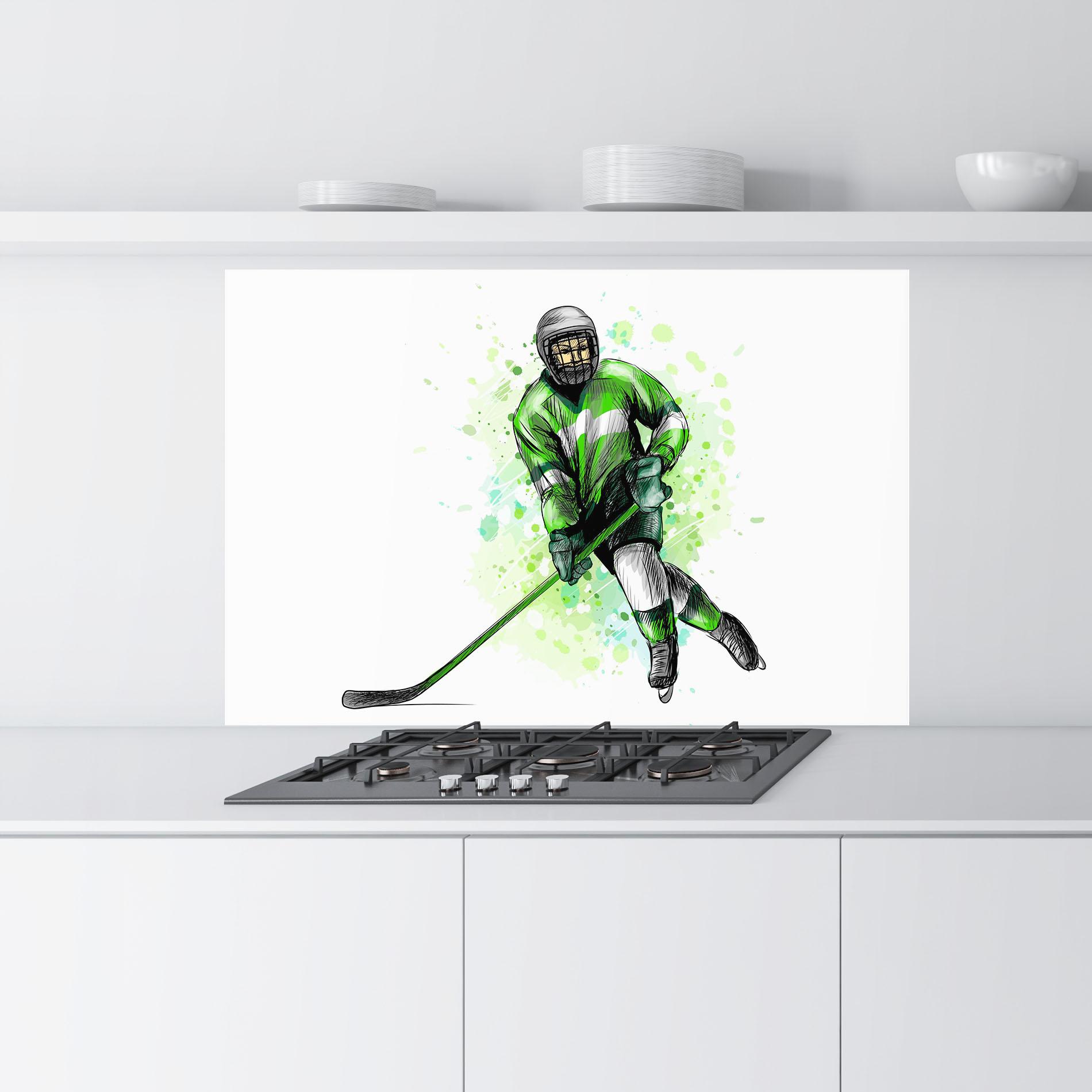 Panou Sticla Bucatarie Green Hockey mockup 9