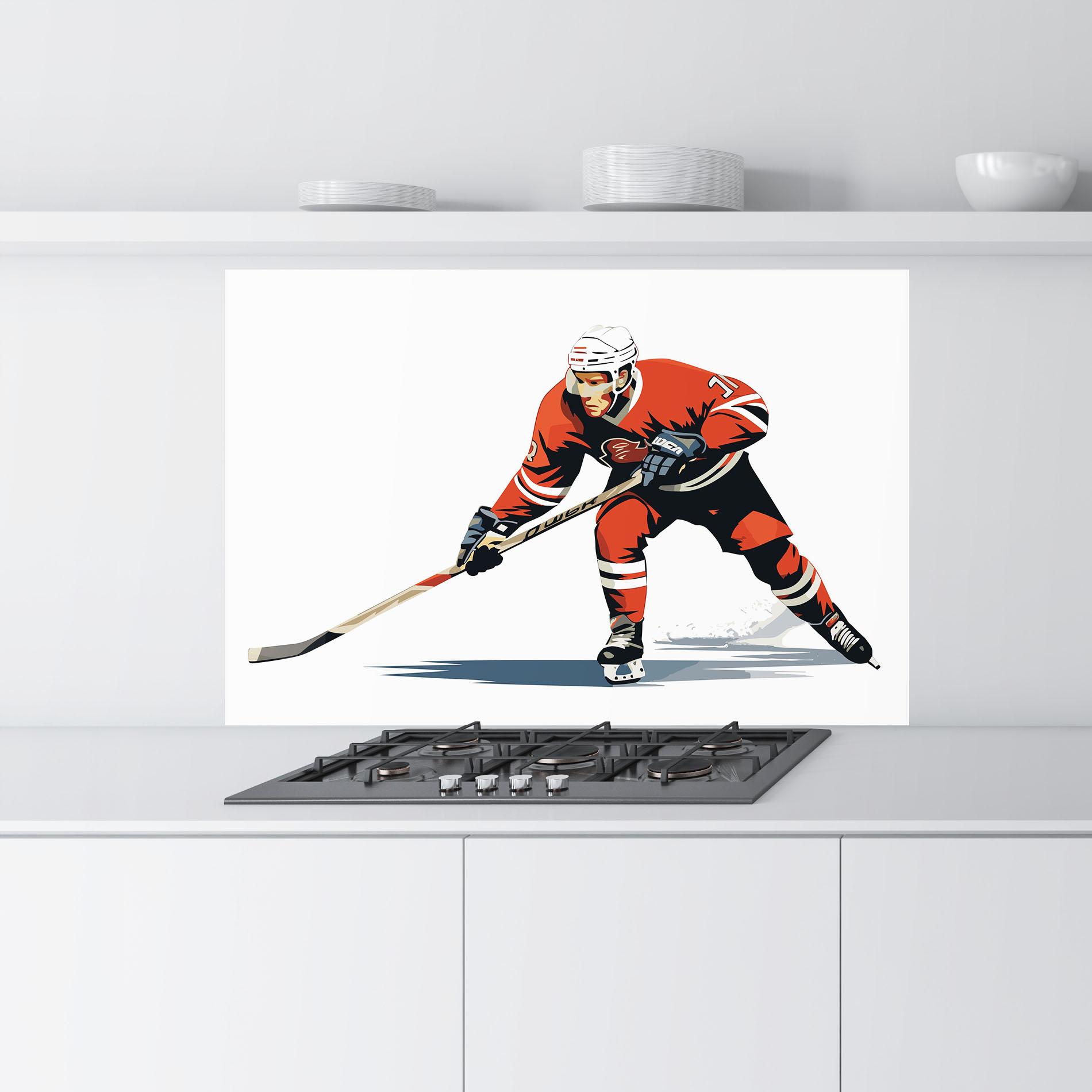 Panou Sticla Bucatarie Hockey Orange Player mockup 9