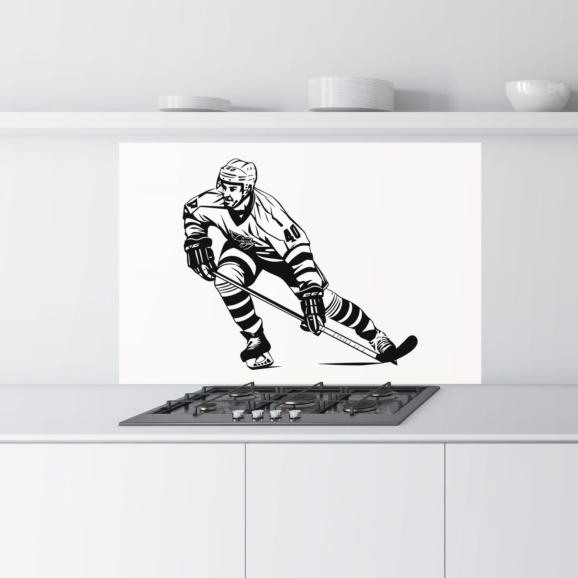 Panou Sticla Bucatarie Hockey Player mockup 9