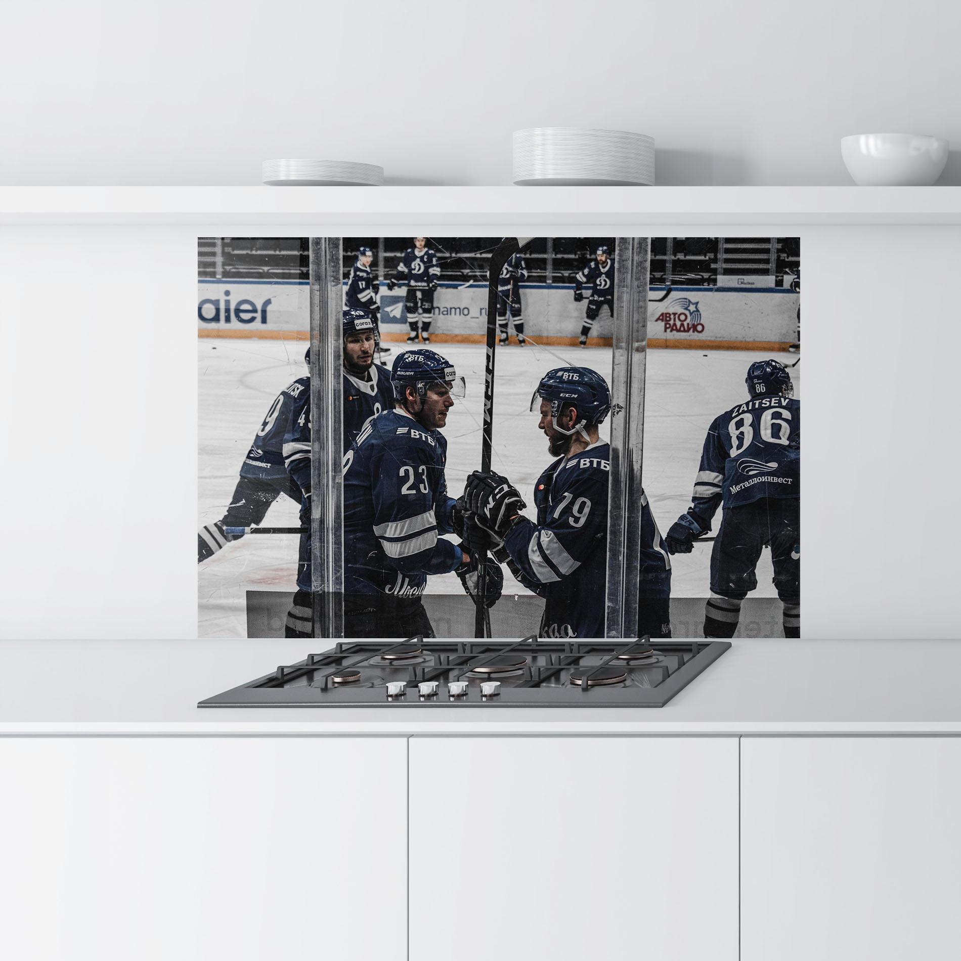 Panou Sticla Bucatarie Hockey Players mockup 9