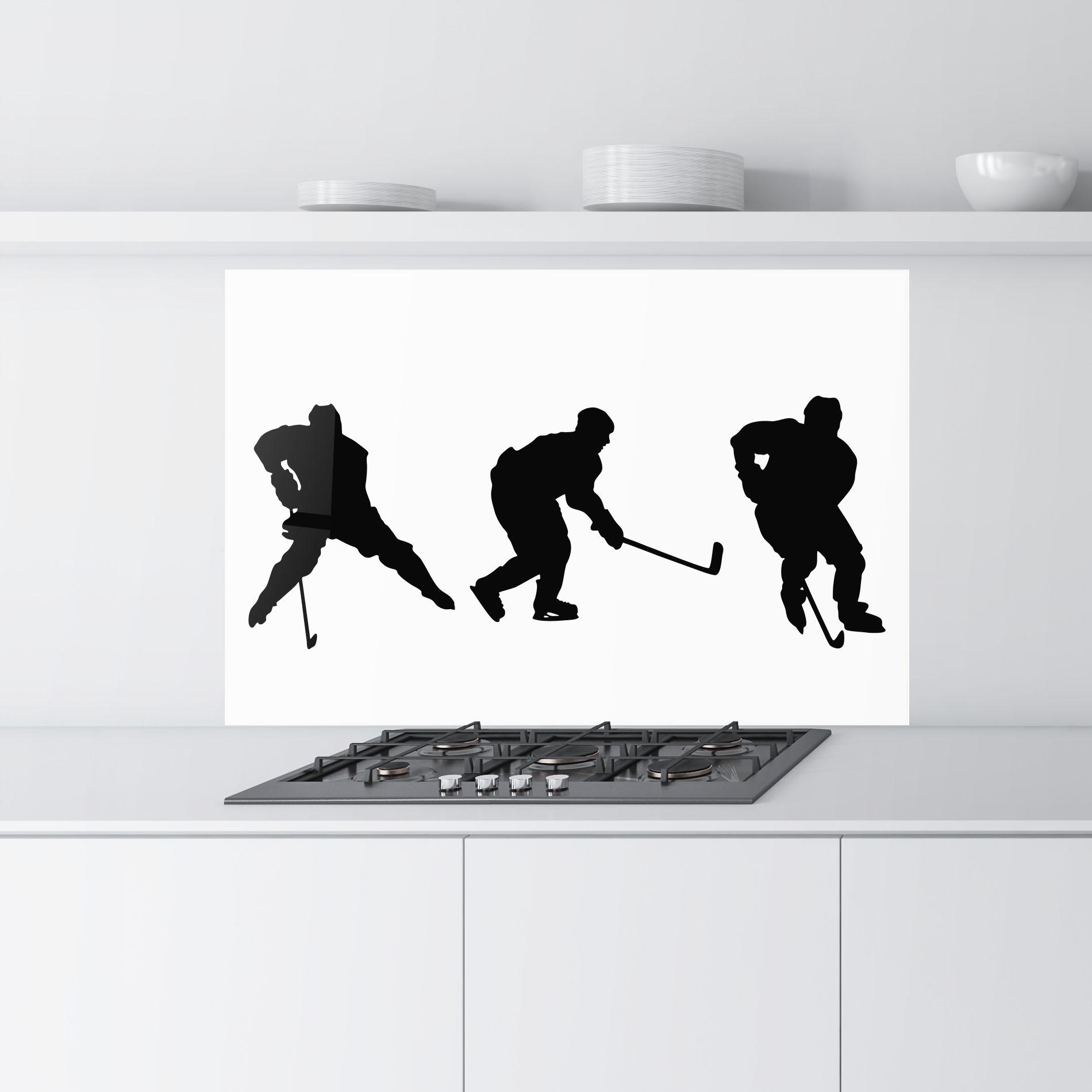 Panou Sticla Bucatarie Hockey Pose mockup 9
