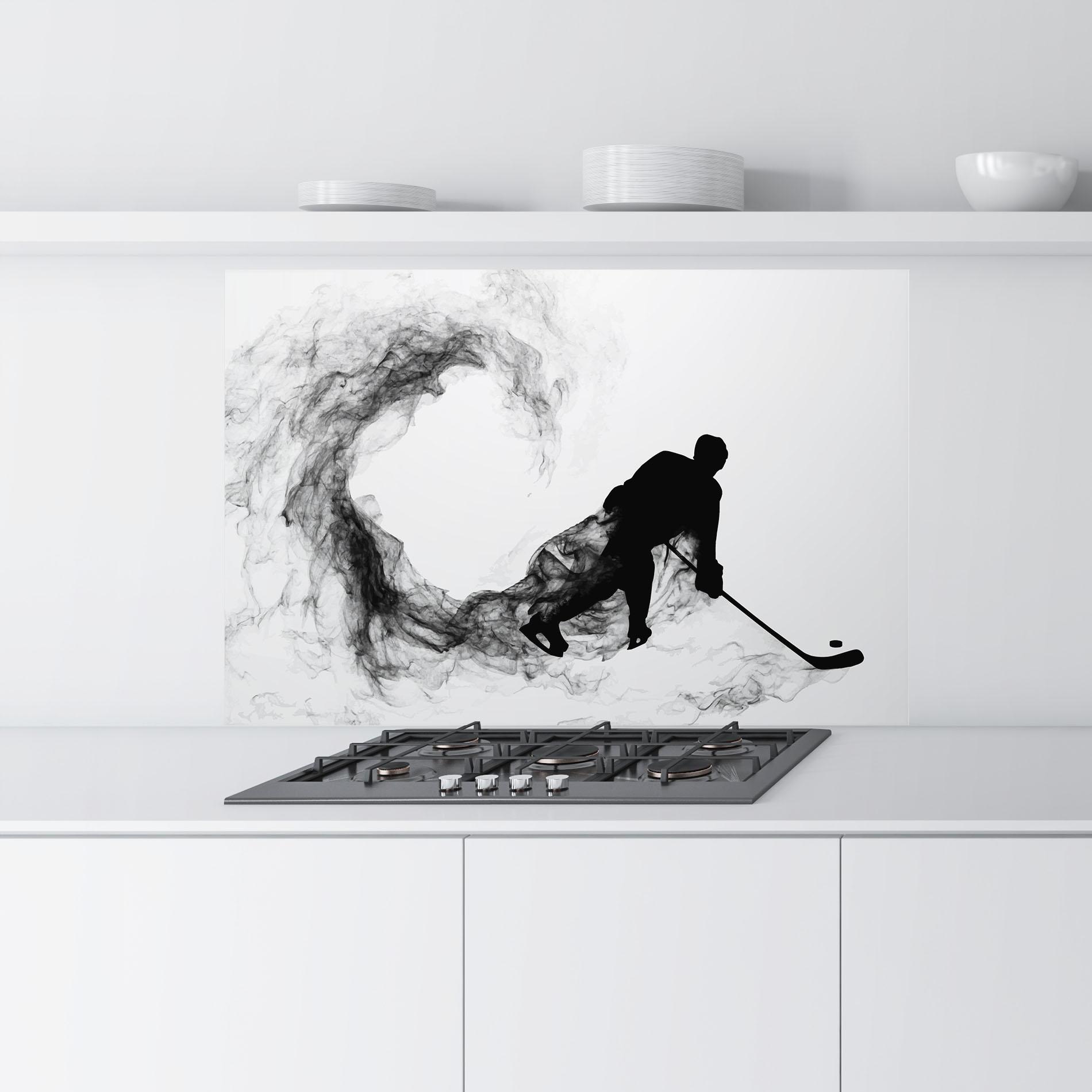 Panou Sticla Bucatarie Hockey Smoke mockup 9