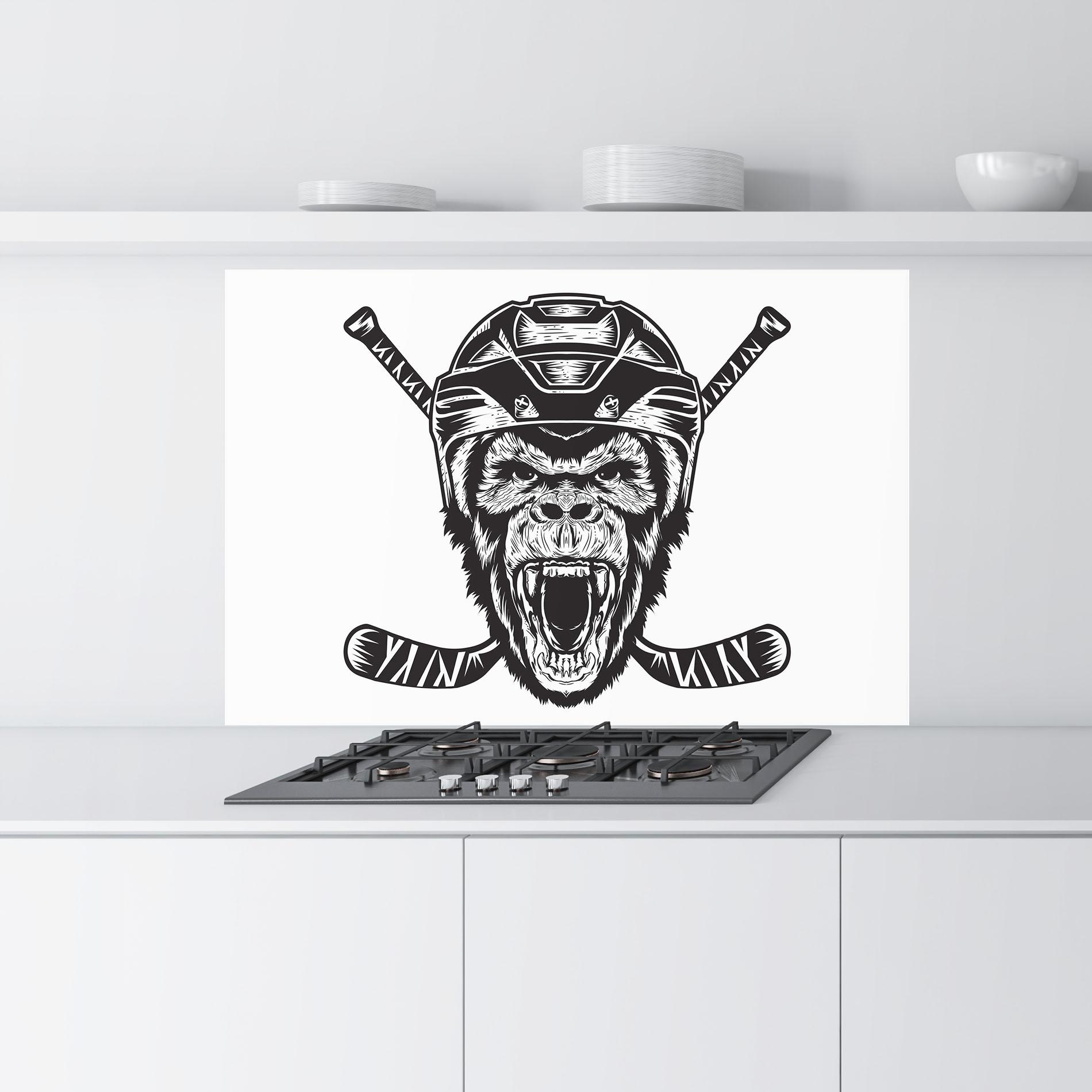 Panou Sticla Bucatarie Monkey Hockey mockup 9