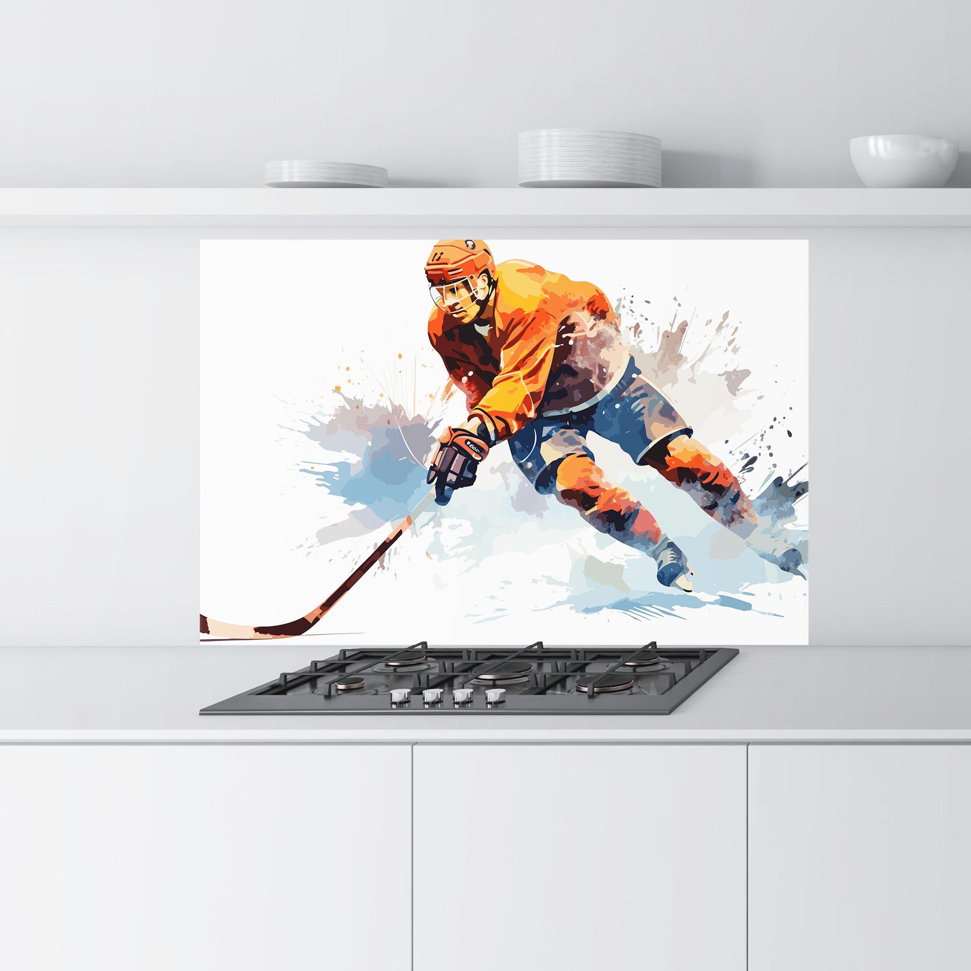 Panou Sticla Bucatarie Orange Hockey mockup 9