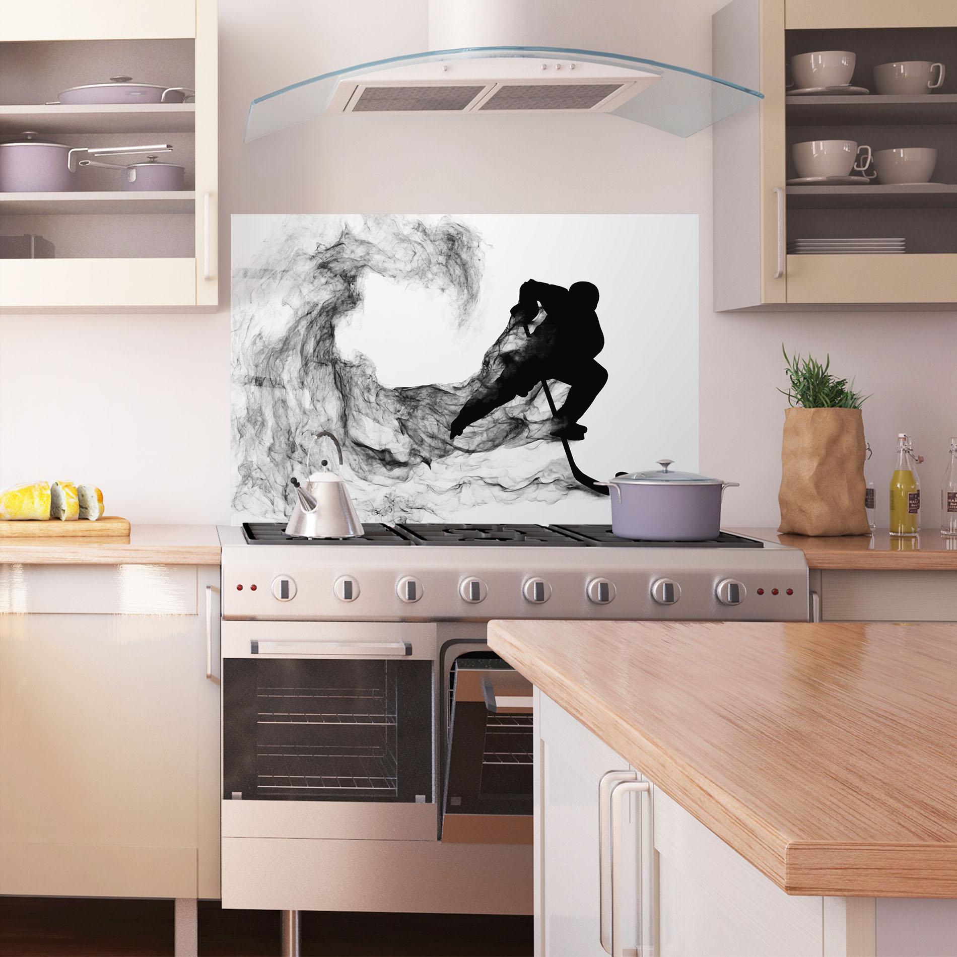 Panou Sticla Bucatarie Black Smoke Hockey mockup 1