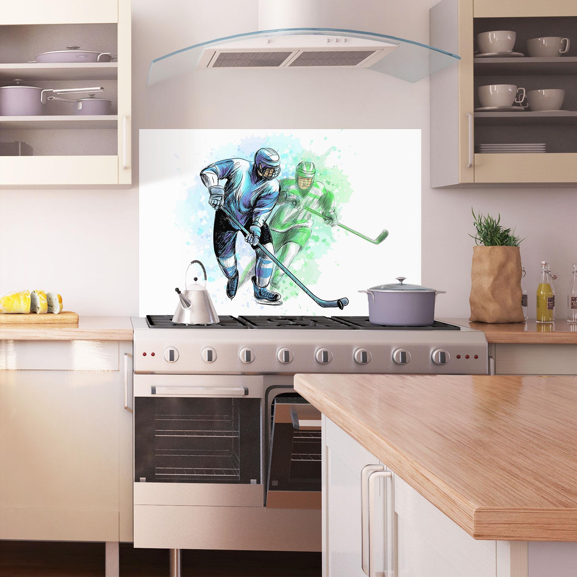 Panou Sticla Bucatarie Green Blue Hockey mockup 1