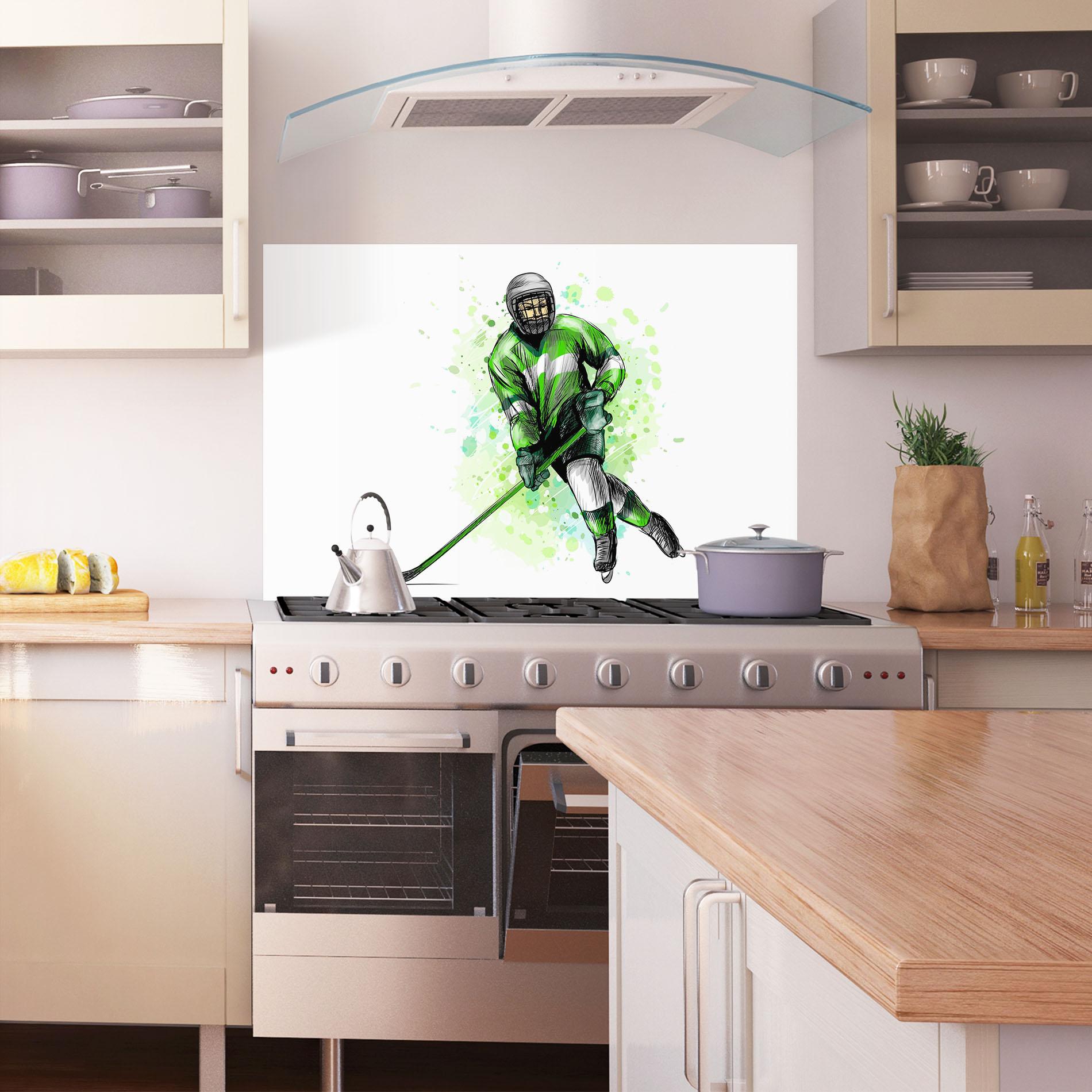 Panou Sticla Bucatarie Green Hockey mockup 1