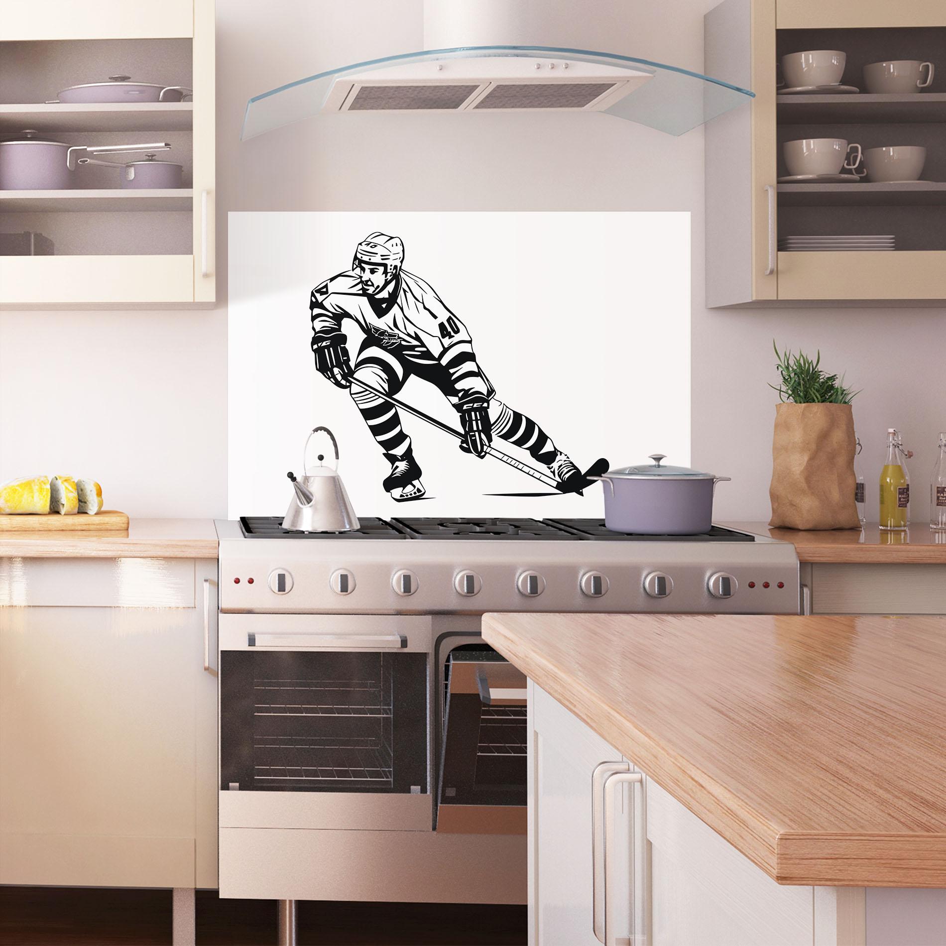 Panou Sticla Bucatarie Hockey Player mockup 1