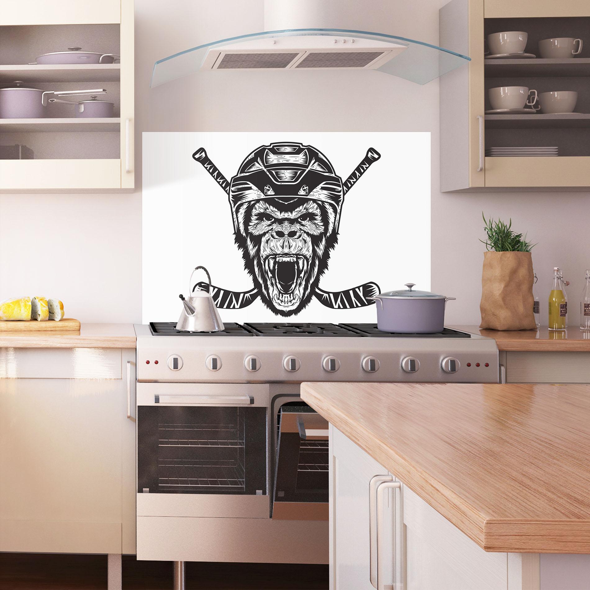 Panou Sticla Bucatarie Monkey Hockey mockup 1