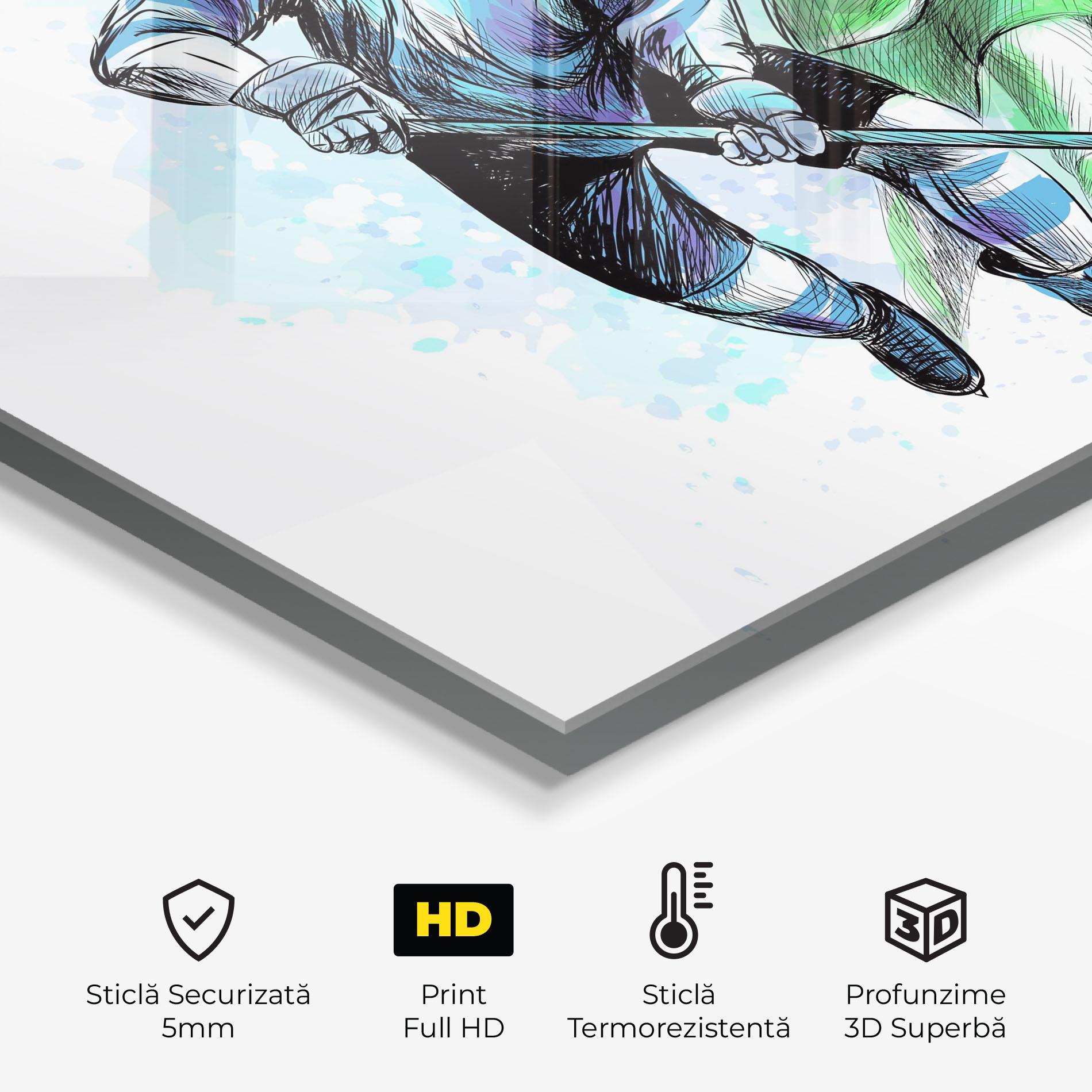 Panou Sticla Bucatarie Green Blue Hockey mockup 2