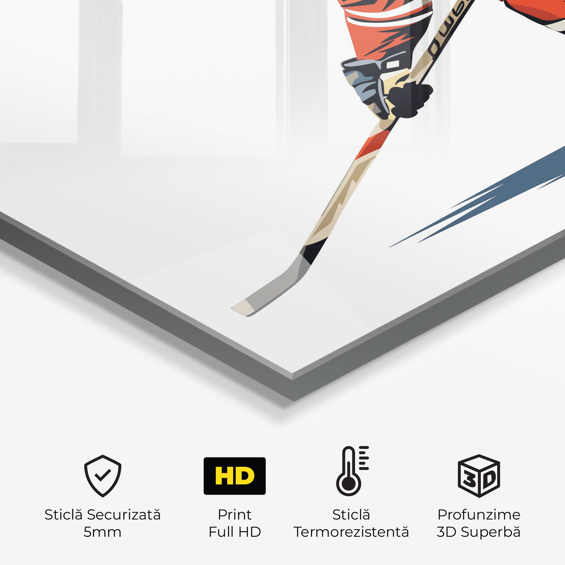 Panou Sticla Bucatarie Hockey Orange Player mockup 2