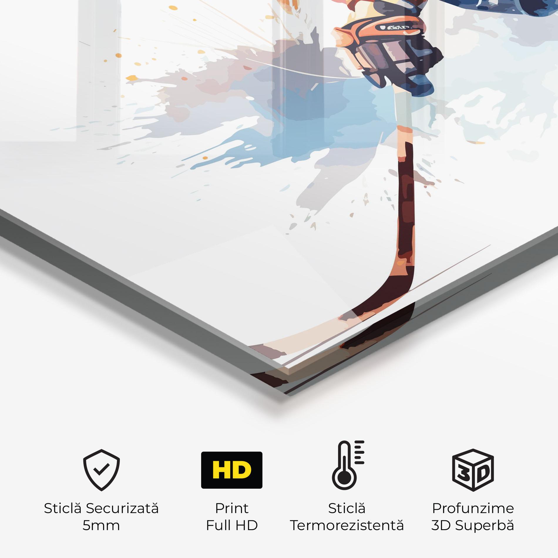 Panou Sticla Bucatarie Orange Hockey mockup 2