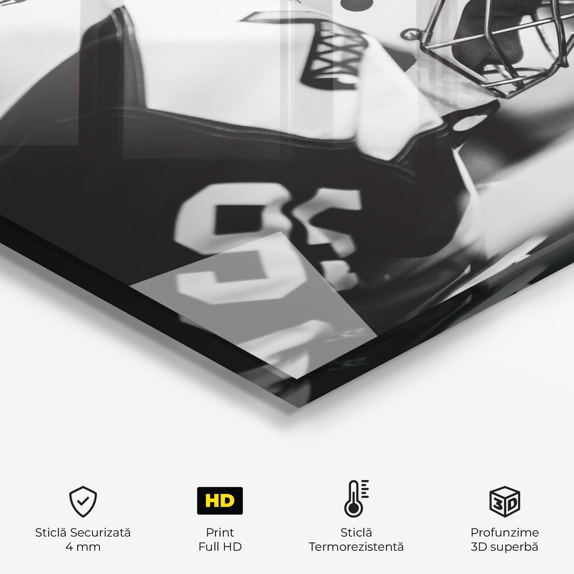 Panou Sticla Bucatarie Black White Hockey mockup 2