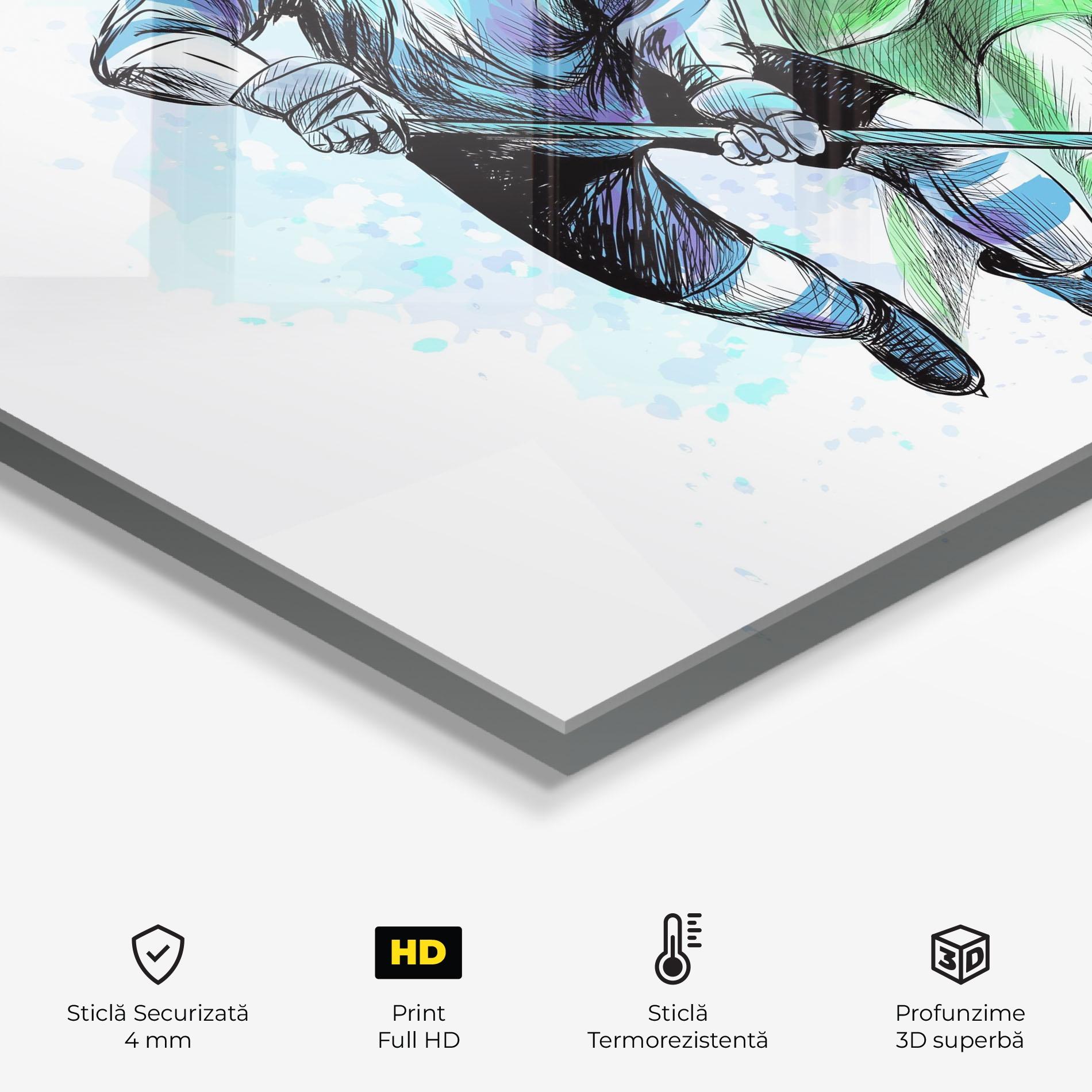 Panou Sticla Bucatarie Green Blue Hockey mockup 2