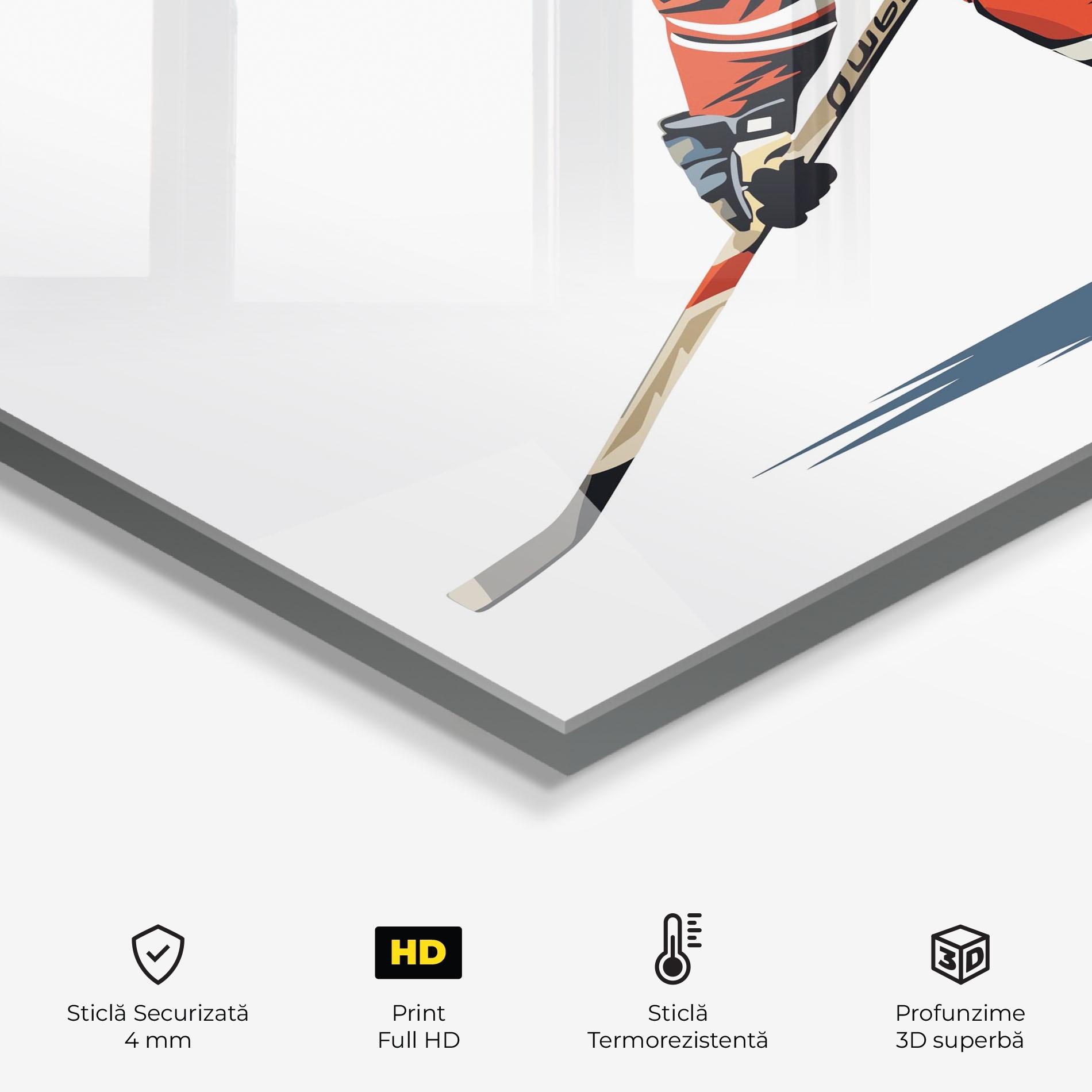 Panou Sticla Bucatarie Hockey Orange Player mockup 2
