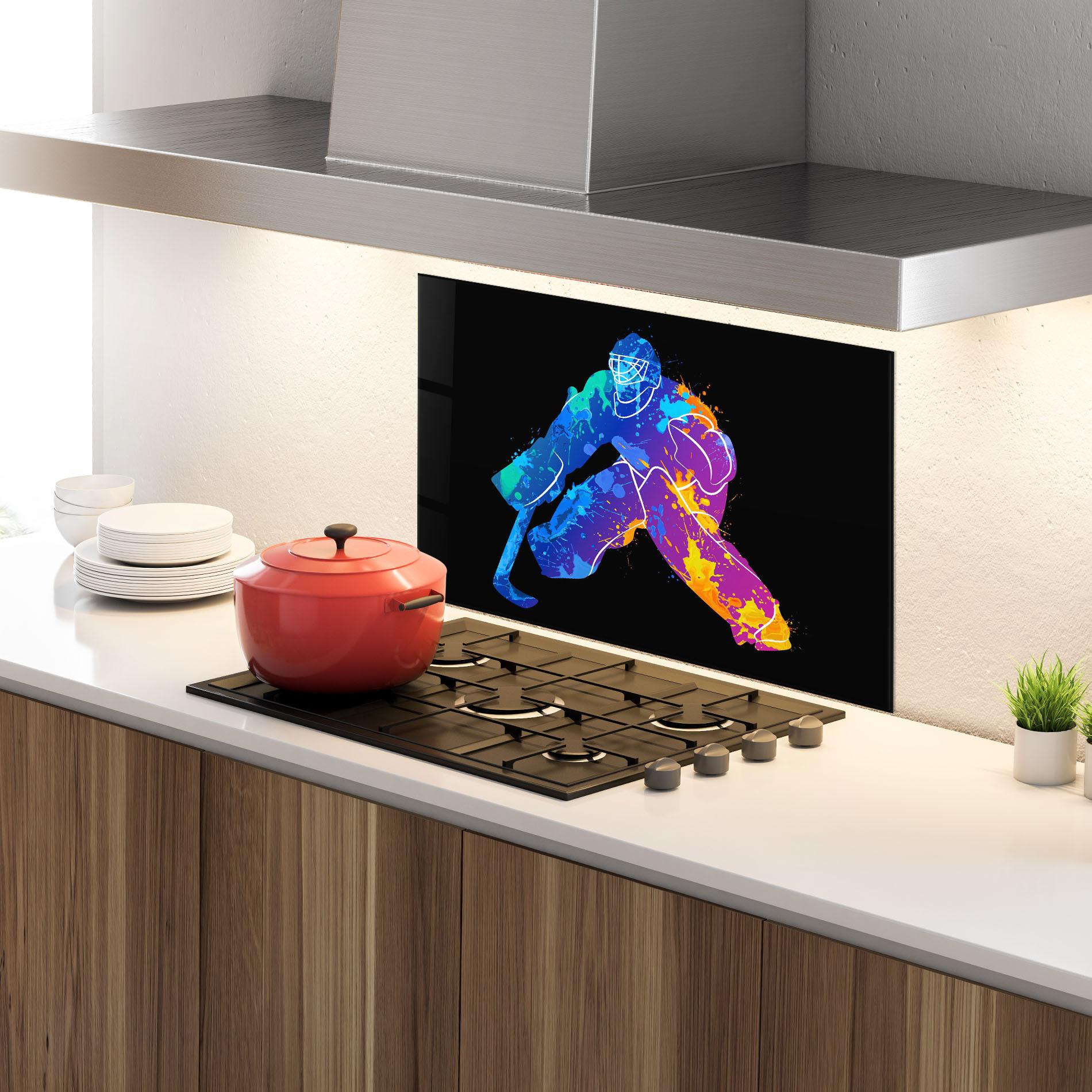 Panou Sticla Bucatarie Blue Purple Hockey mockup 4