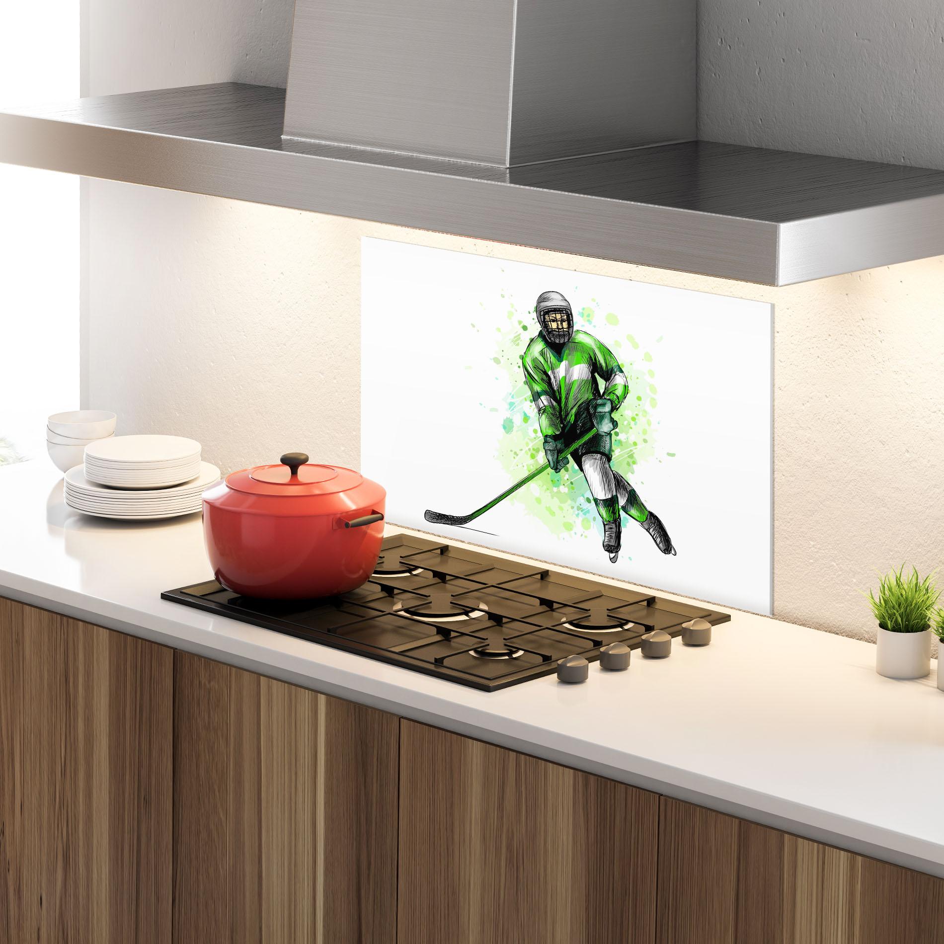 Panou Sticla Bucatarie Green Hockey mockup 4