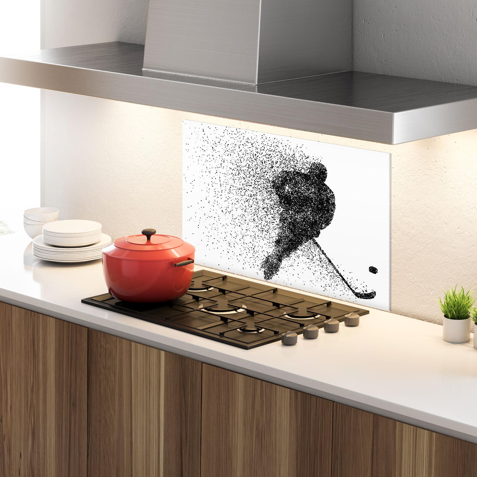 Panou Sticla Bucatarie Hockey Art mockup 4