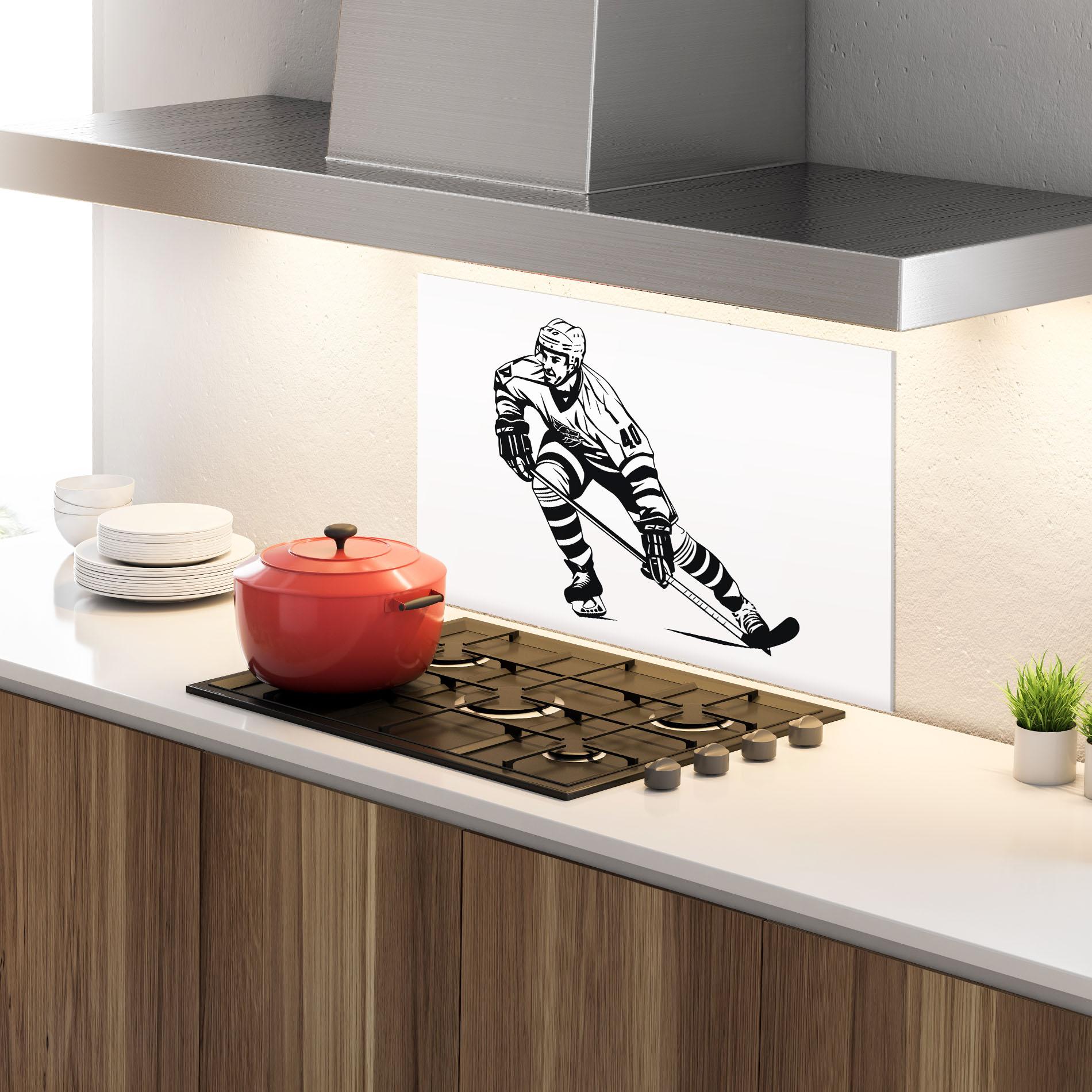 Panou Sticla Bucatarie Hockey Player mockup 4