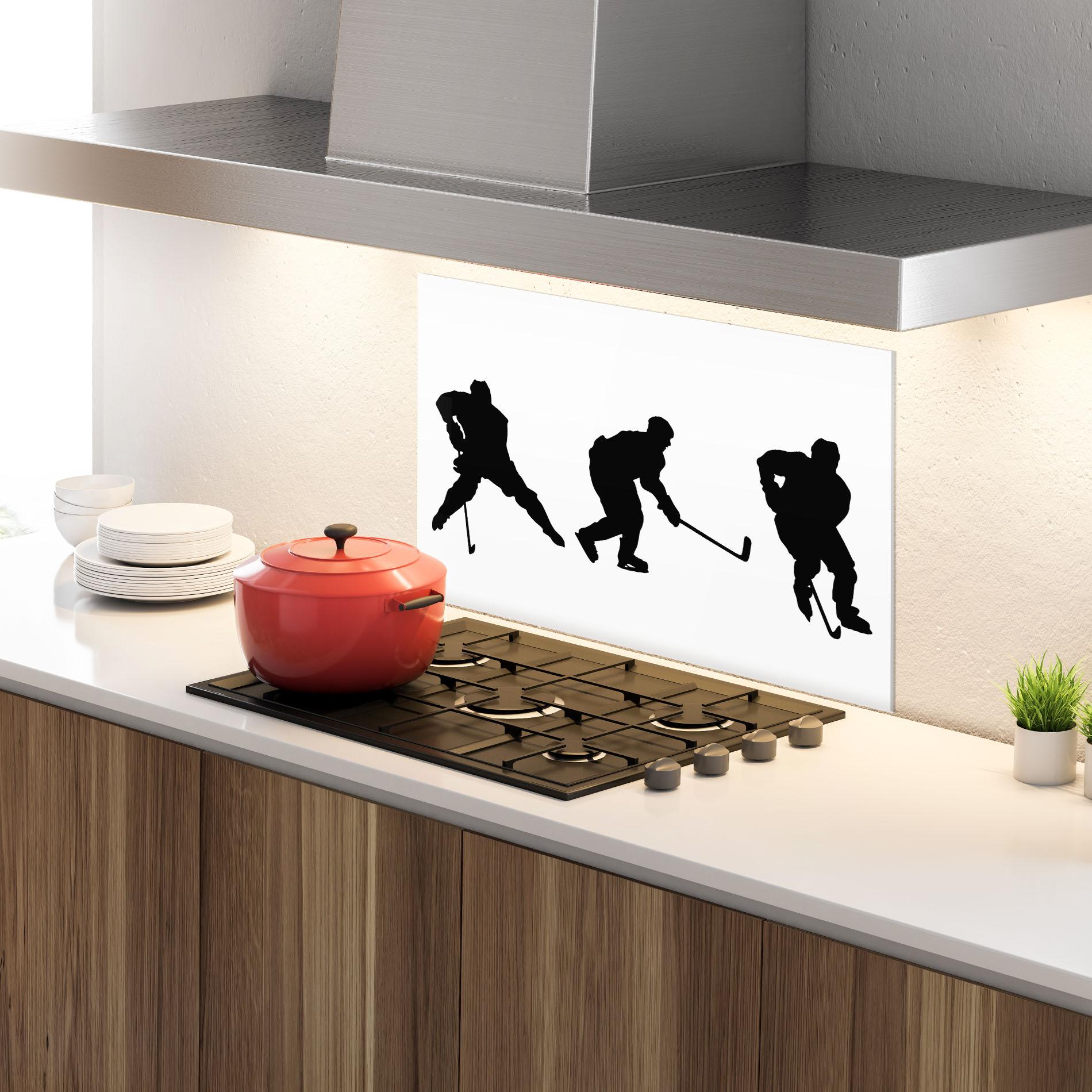Panou Sticla Bucatarie Hockey Pose mockup 4