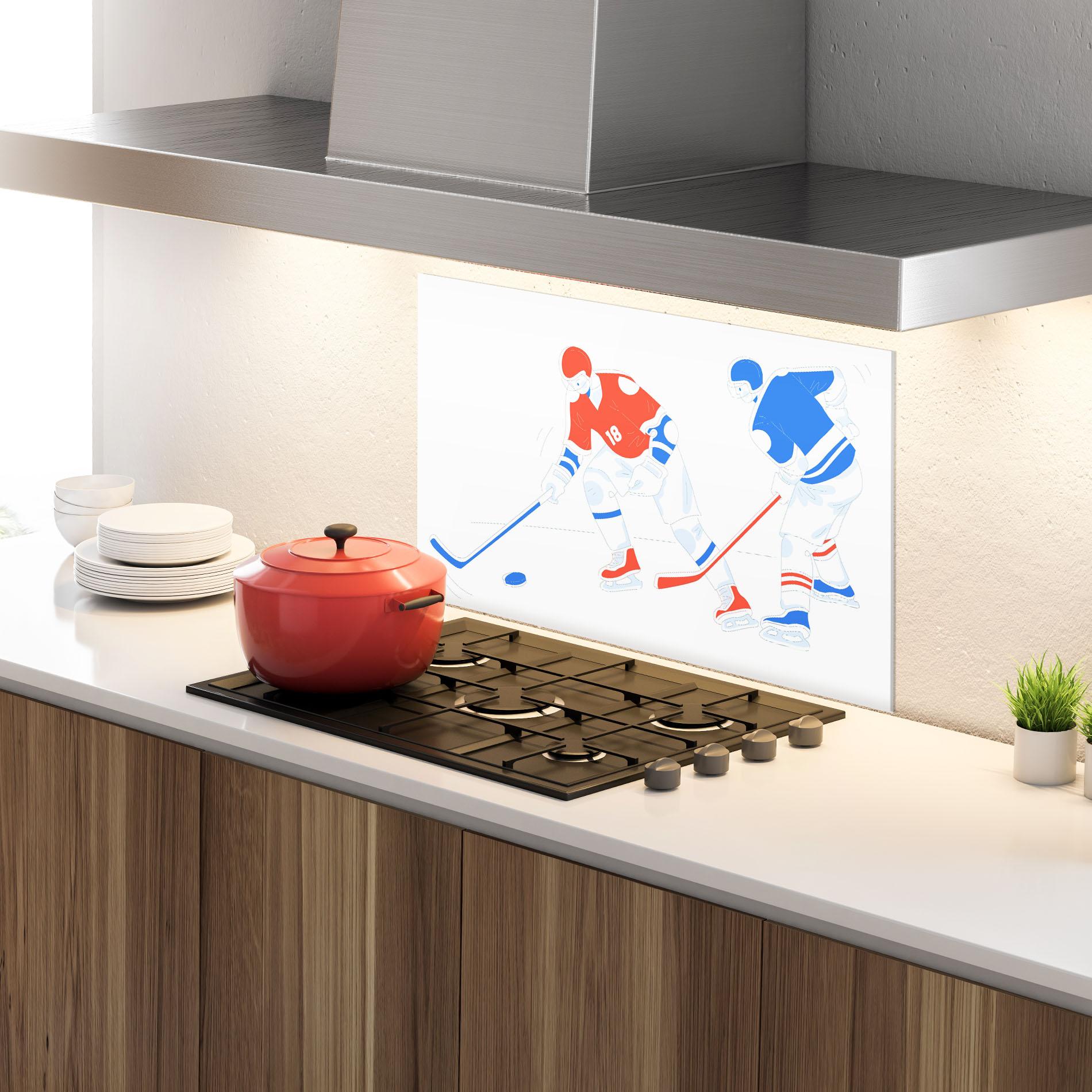 Panou Sticla Bucatarie Orange Blue Hockey mockup 4