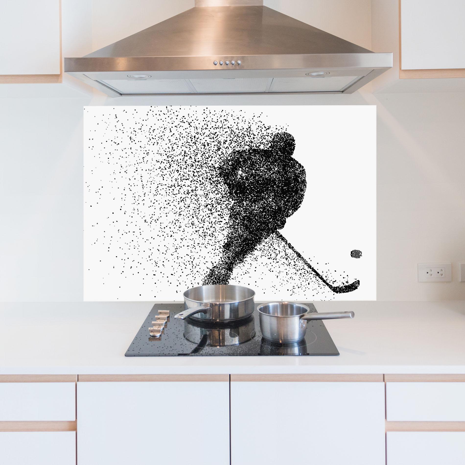 Panou Sticla Bucatarie Hockey Art mockup 5