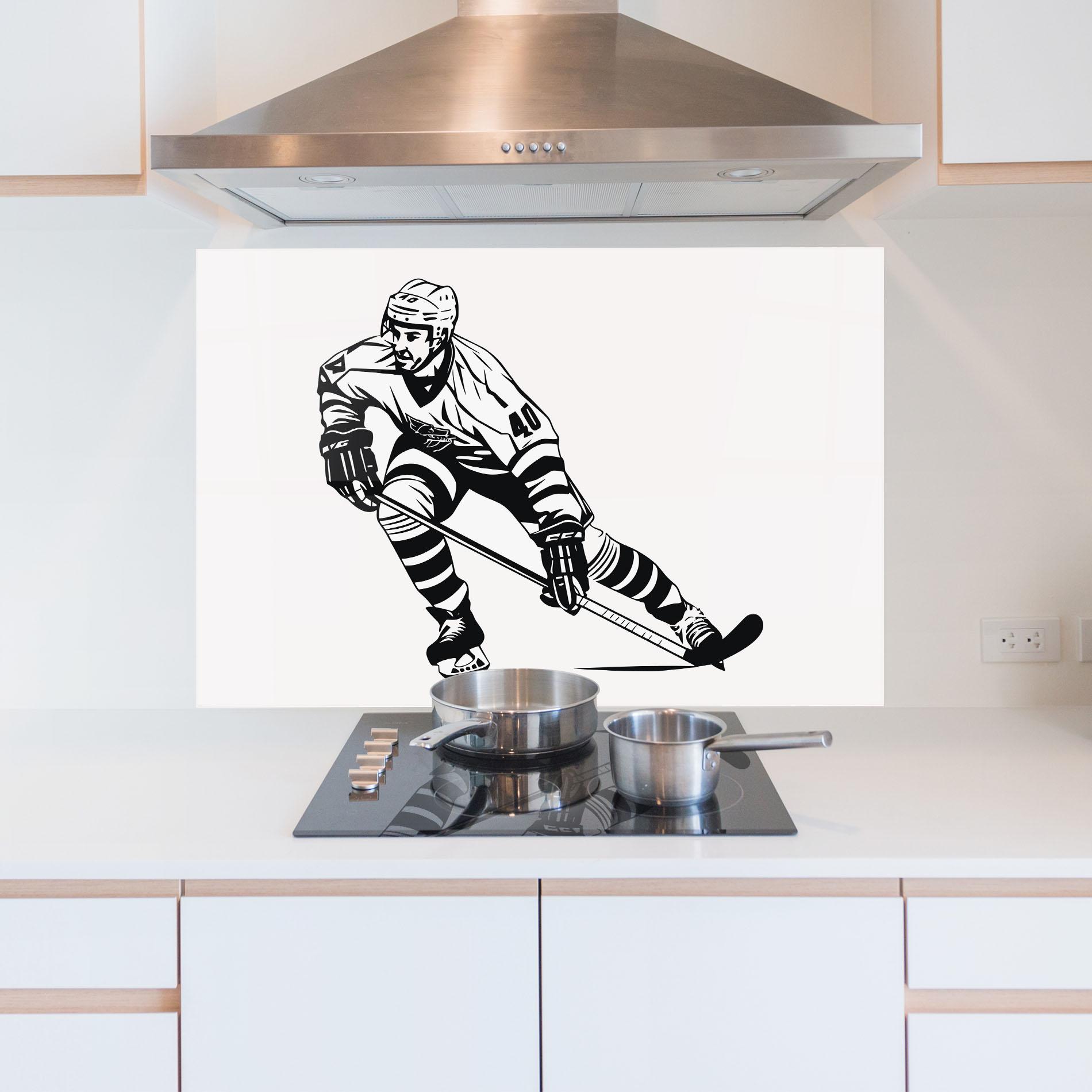 Panou Sticla Bucatarie Hockey Player mockup 5