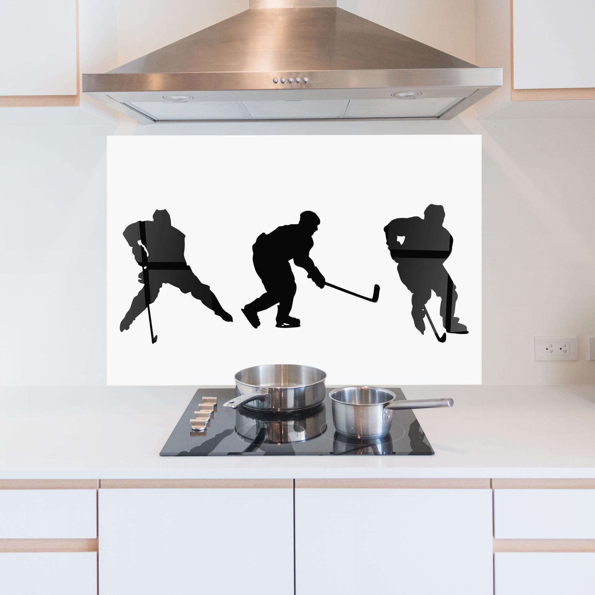 Panou Sticla Bucatarie Hockey Pose mockup 5