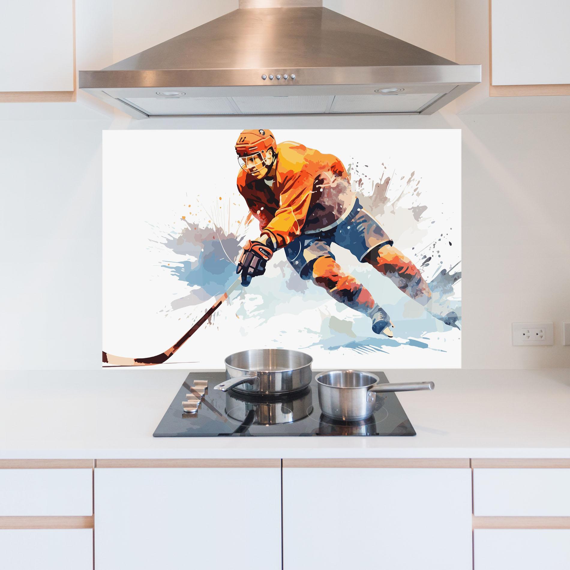 Panou Sticla Bucatarie Orange Hockey mockup 5