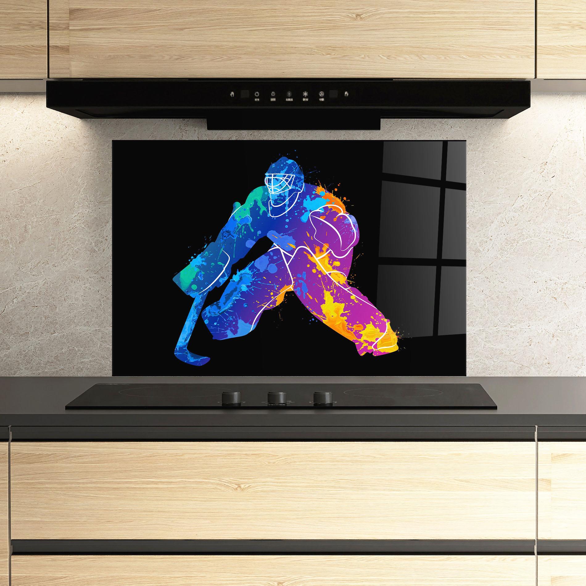 Panou Sticla Bucatarie Blue Purple Hockey mockup 3