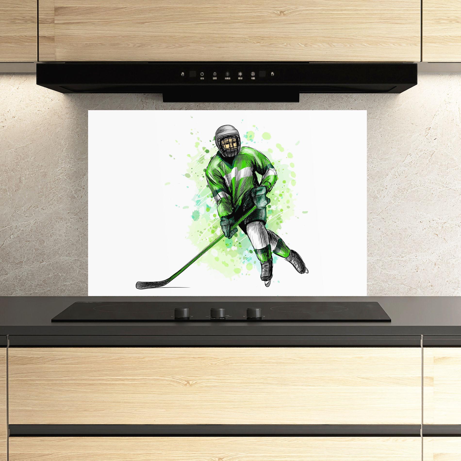 Panou Sticla Bucatarie Green Hockey mockup 3