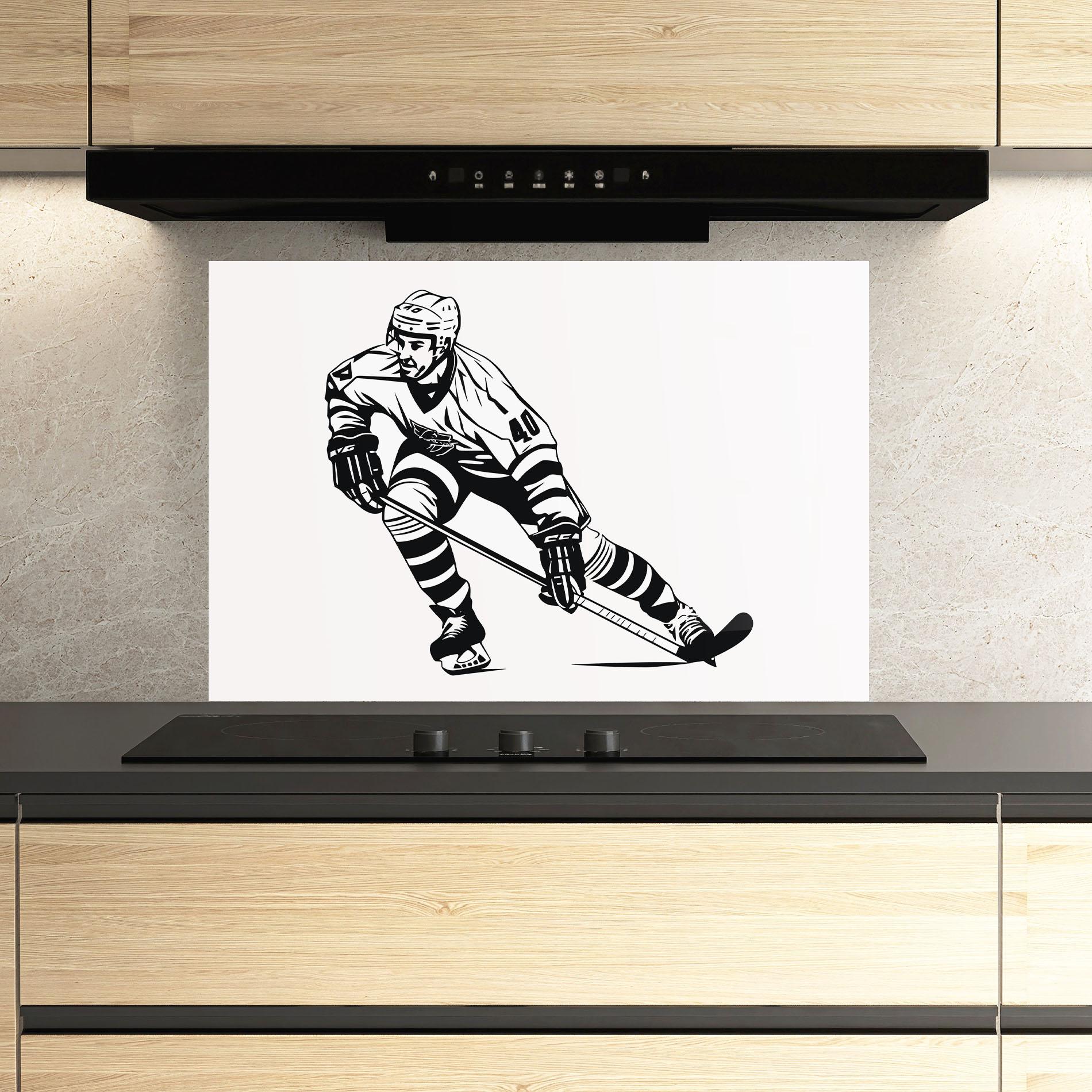 Panou Sticla Bucatarie Hockey Player mockup 3