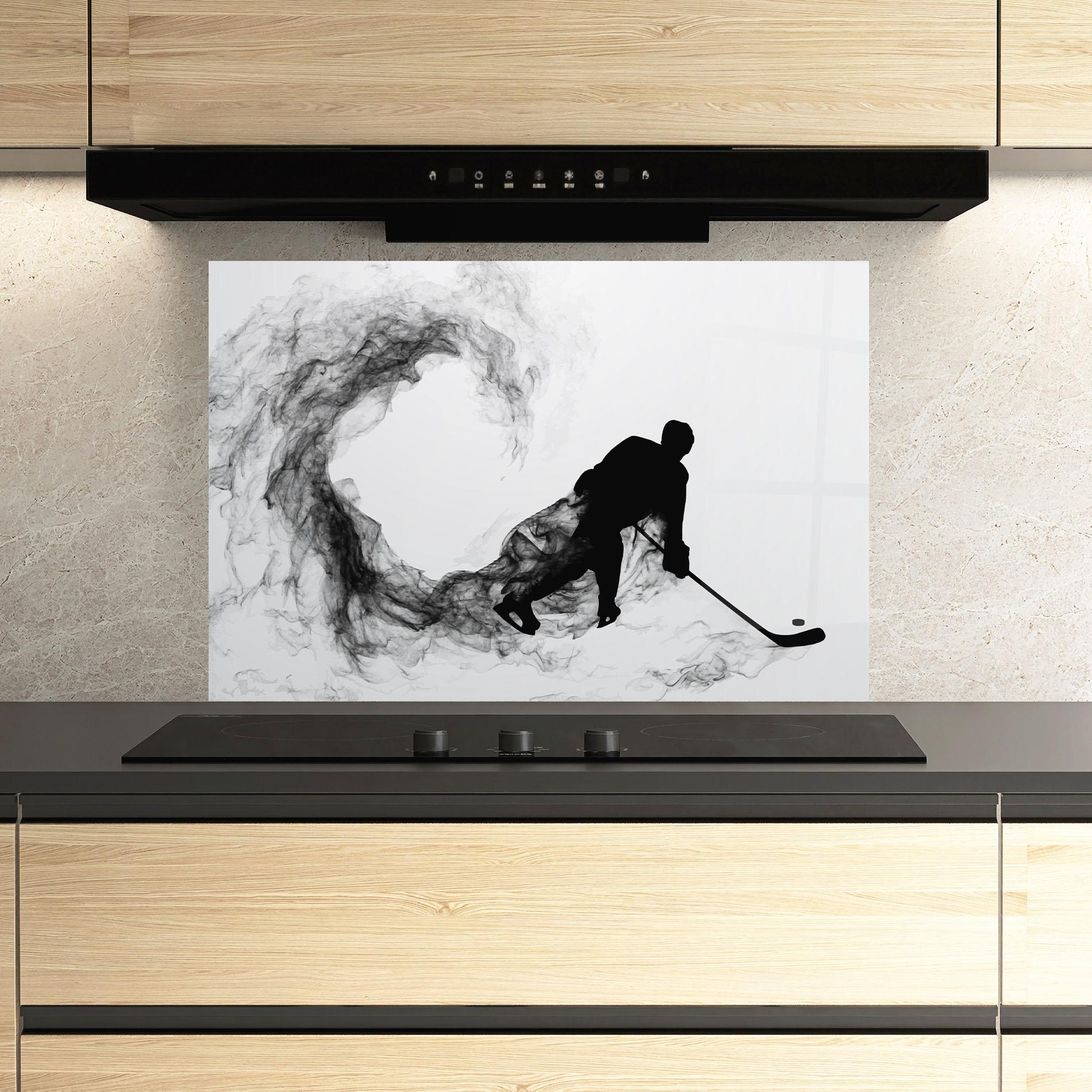 Panou Sticla Bucatarie Hockey Smoke mockup 3
