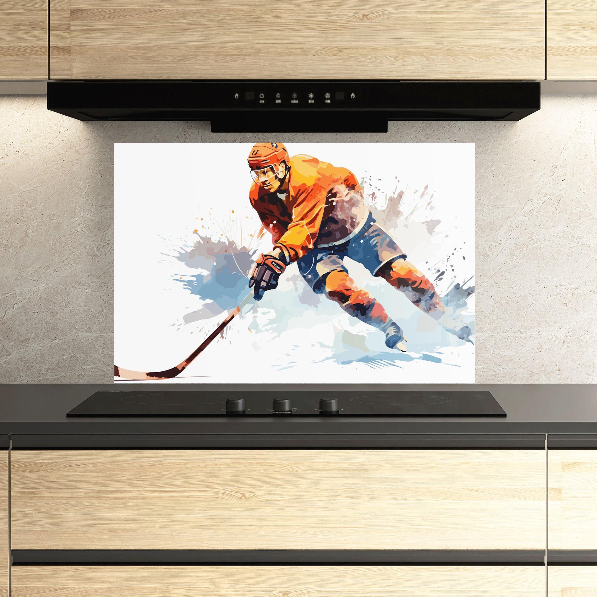 Panou Sticla Bucatarie Orange Hockey mockup 3