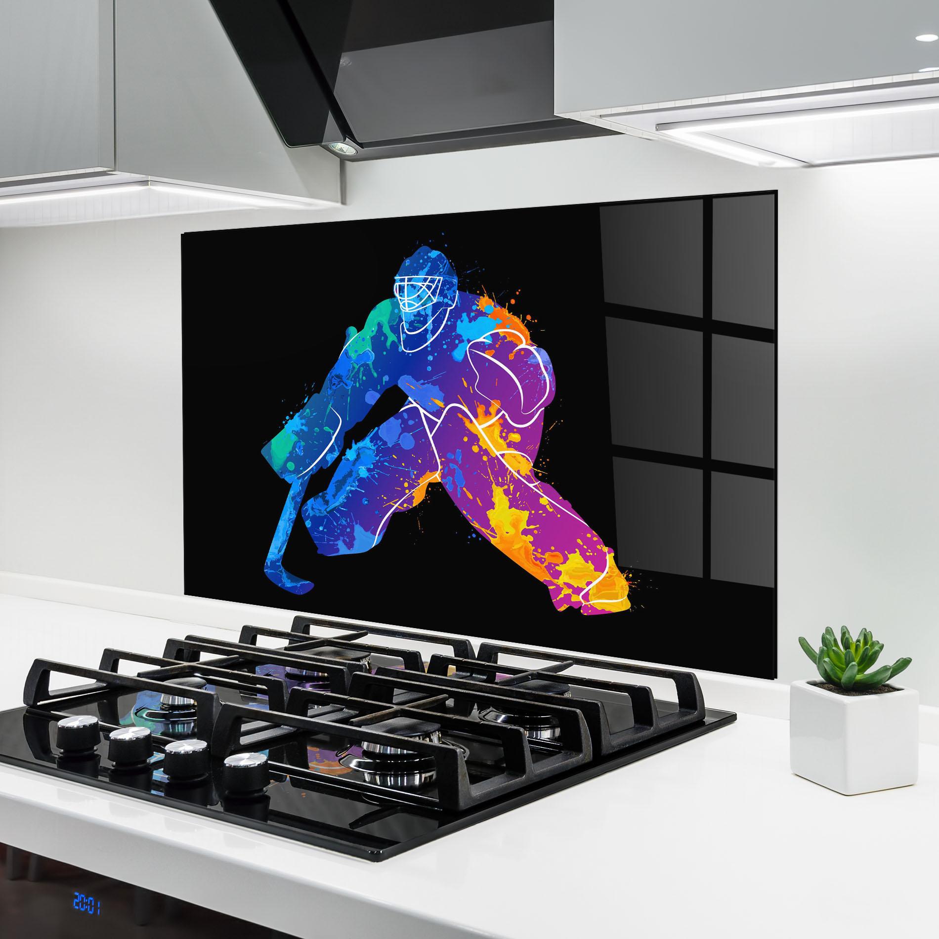 Panou Sticla Bucatarie Blue Purple Hockey mockup 6